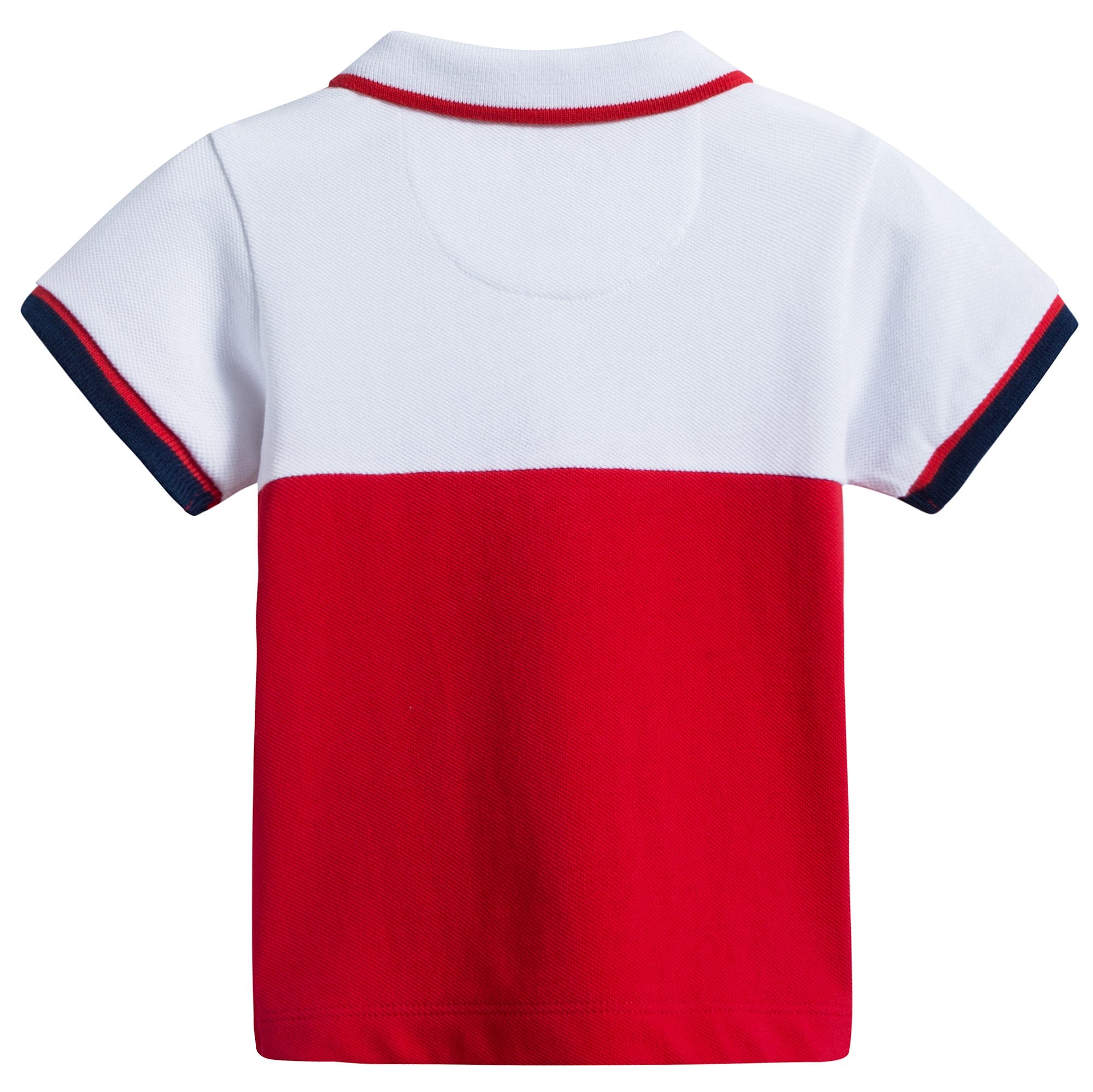 Boys White & Red Logo Cotton Polo Shirt