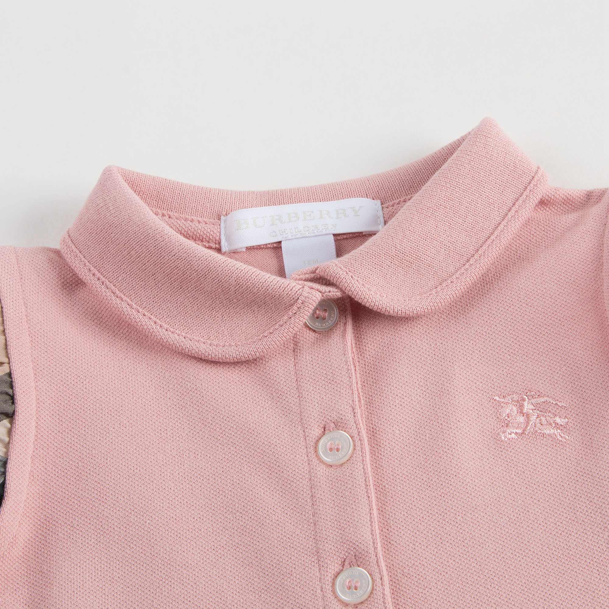 Baby Girls Light Pink Polo Shirt with Check Ruffles