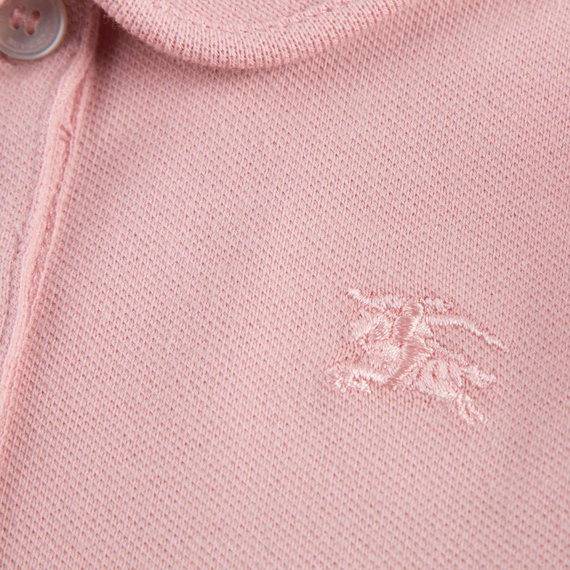 Baby Girls Light Pink Polo Shirt with Check Ruffles