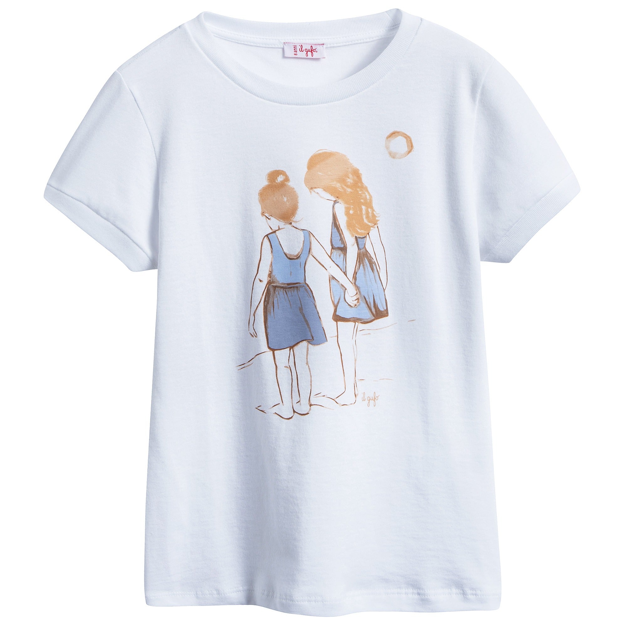 Girls White "Denim Blue Girls" Cotton T-shirt