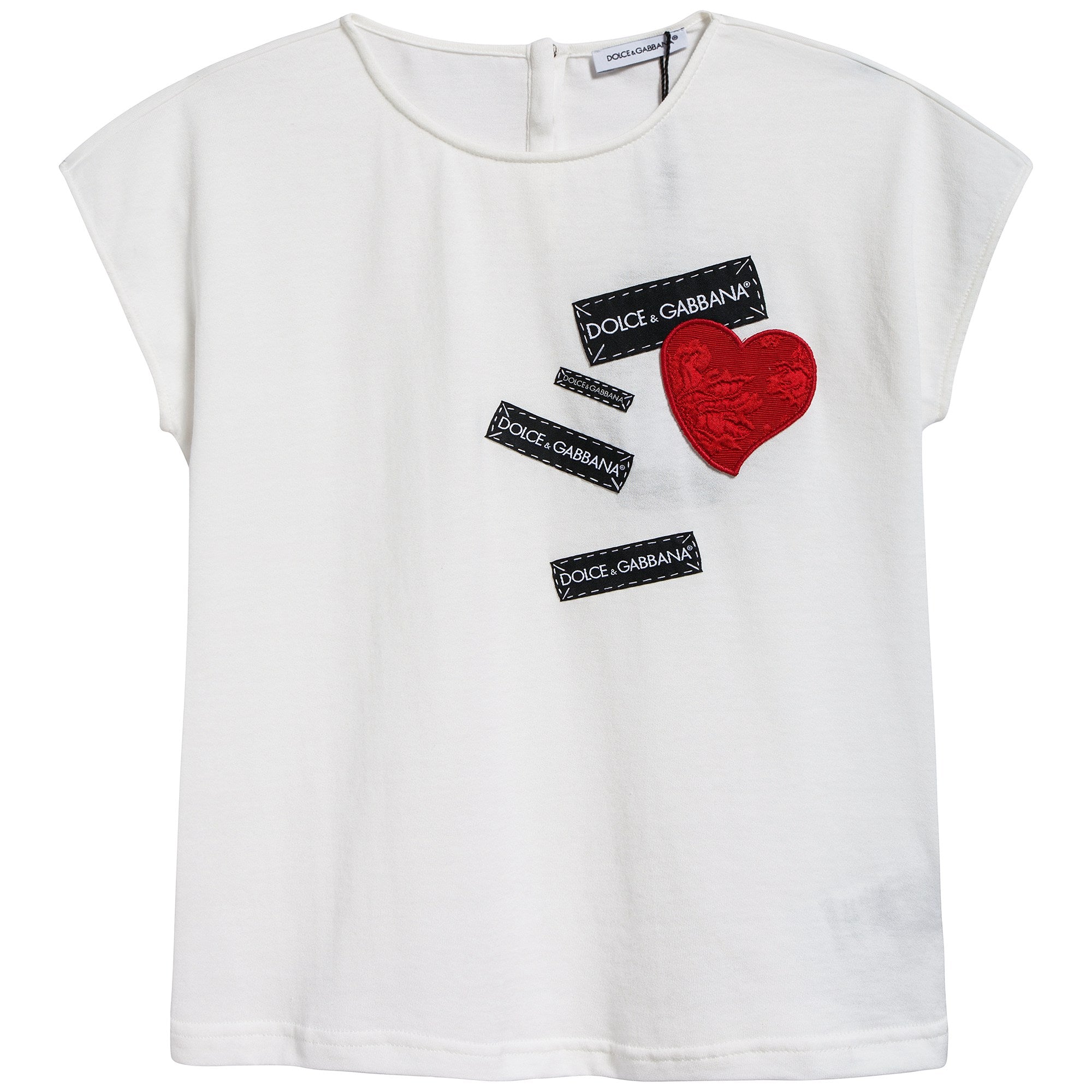 Girls White Embroidered Cotton T-shirt