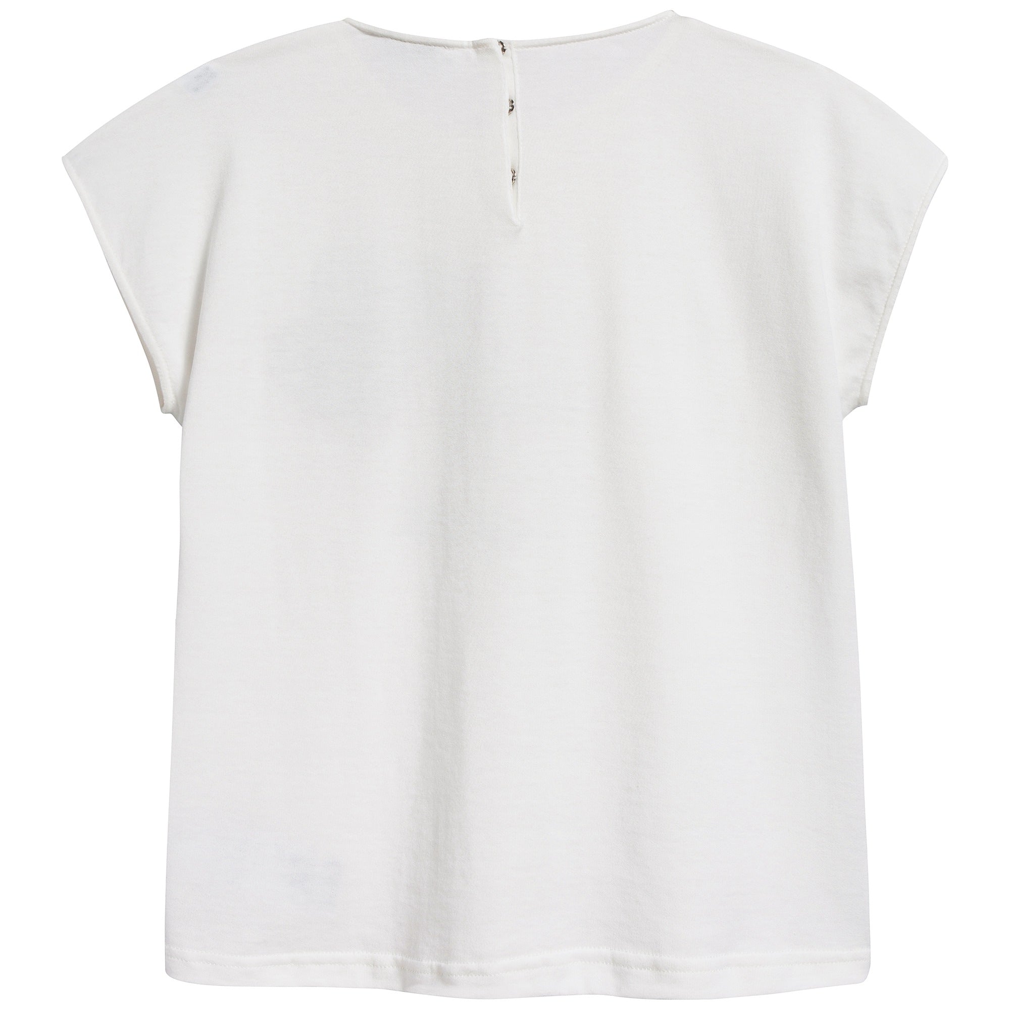 Girls White Embroidered Cotton T-shirt