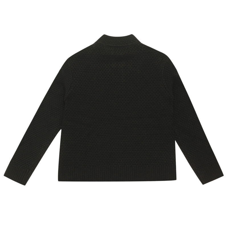Boys Black Knitted Zip-Up Cardigan - CÉMAROSE | Children's Fashion Store - 2