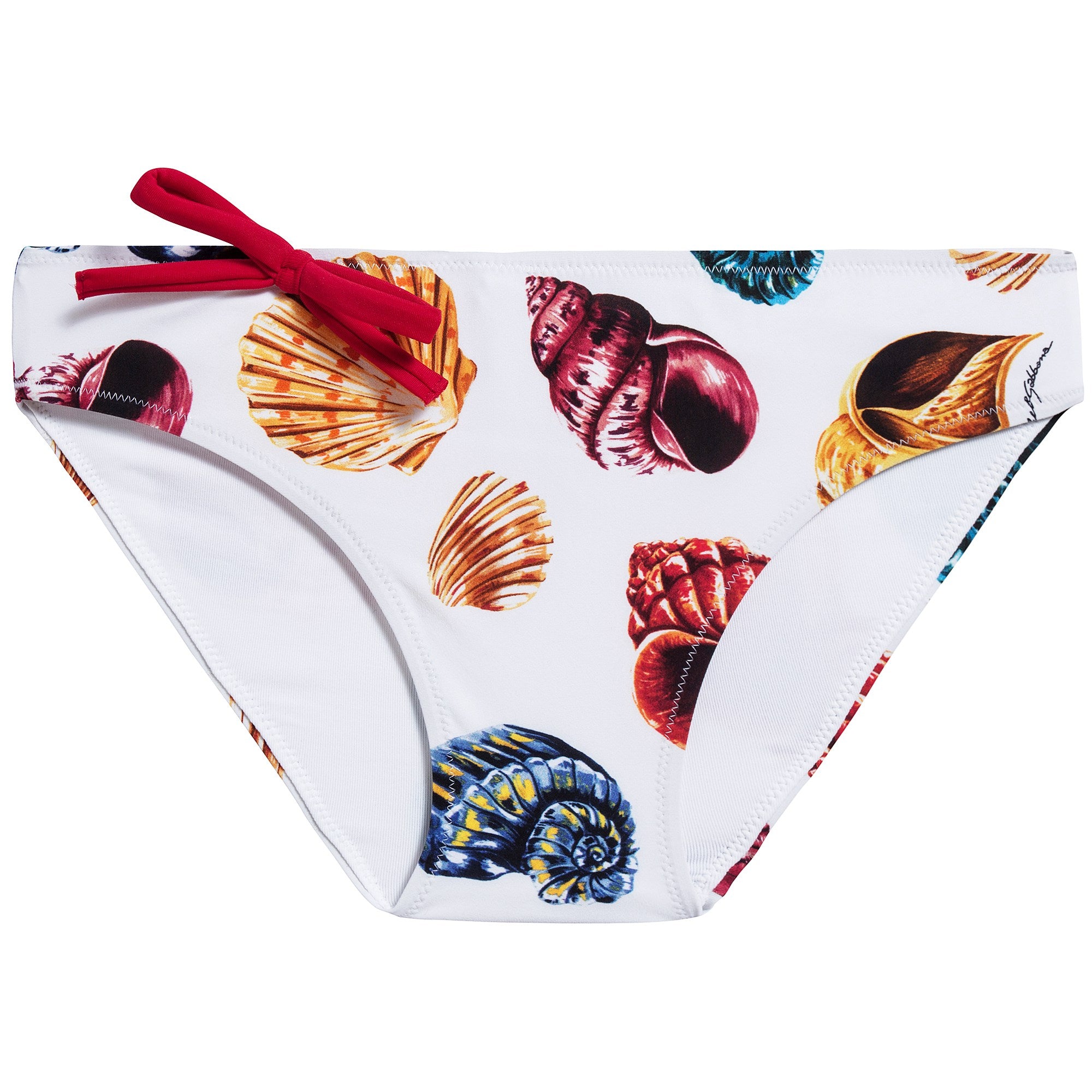 Girls White Printed Swimwear