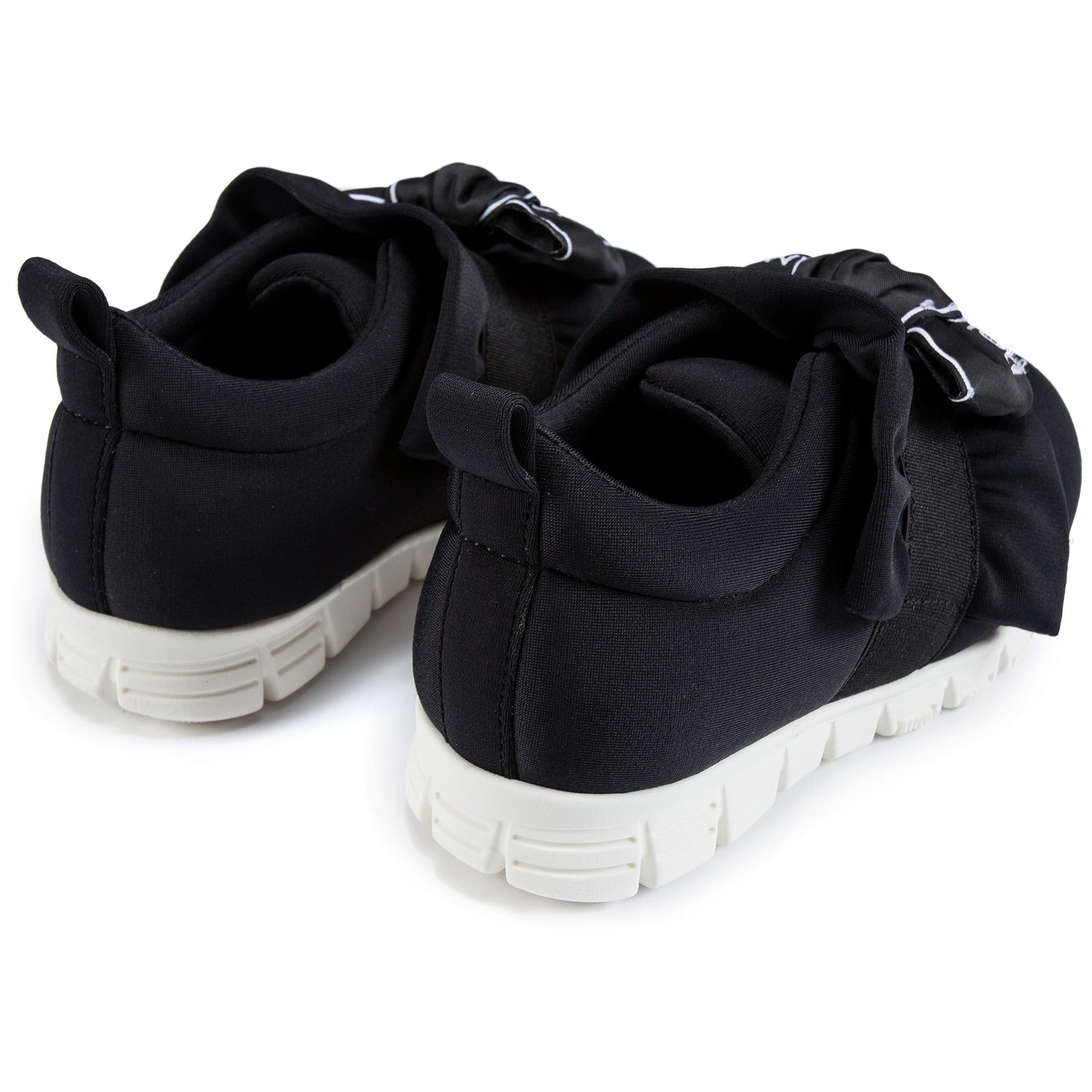 Girls Black Bow Tie Logo Printed Shoes