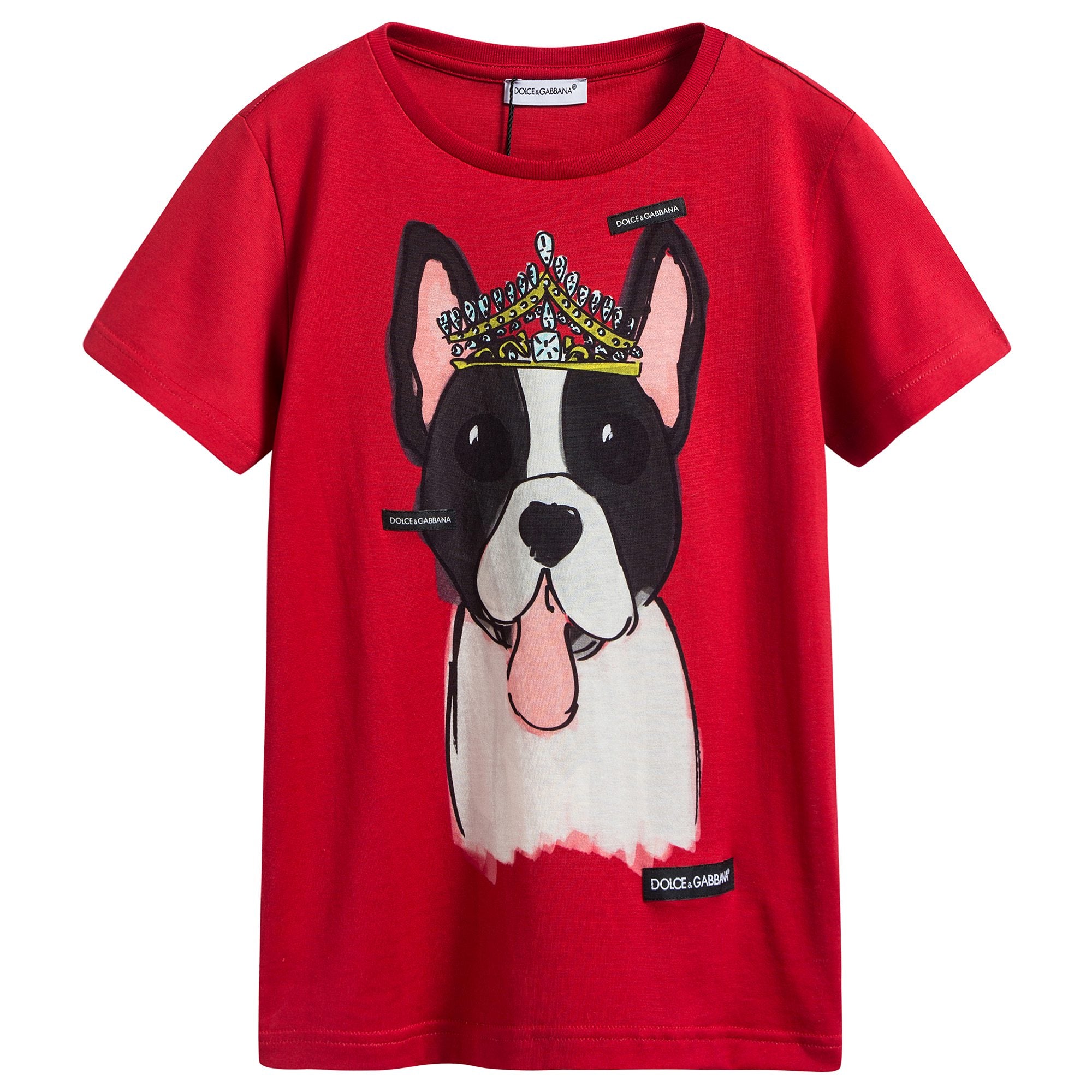 Girls & Boys Red Dog Cotton T-shirt
