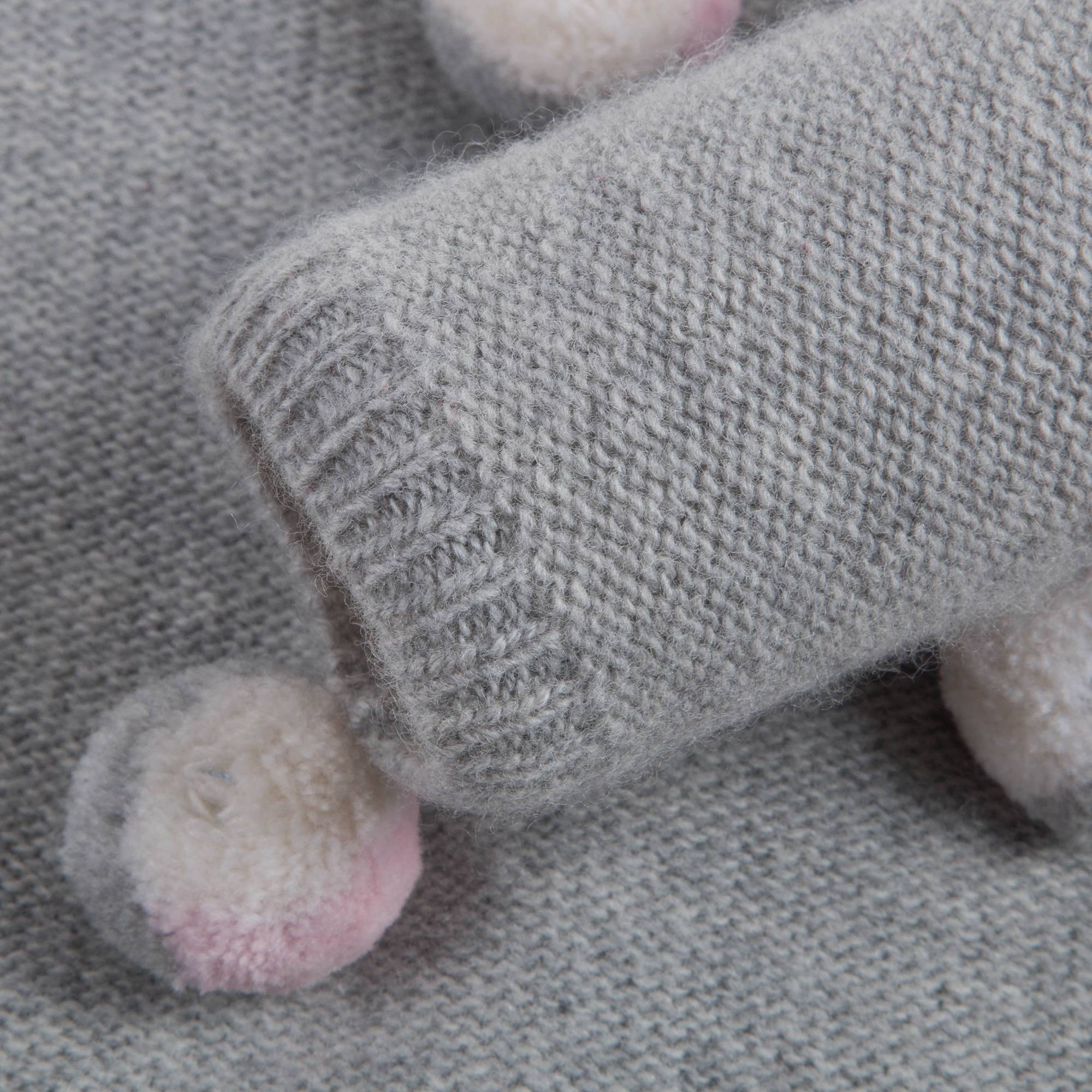 Baby Girls Grey With Pom-Pom Wool Dress