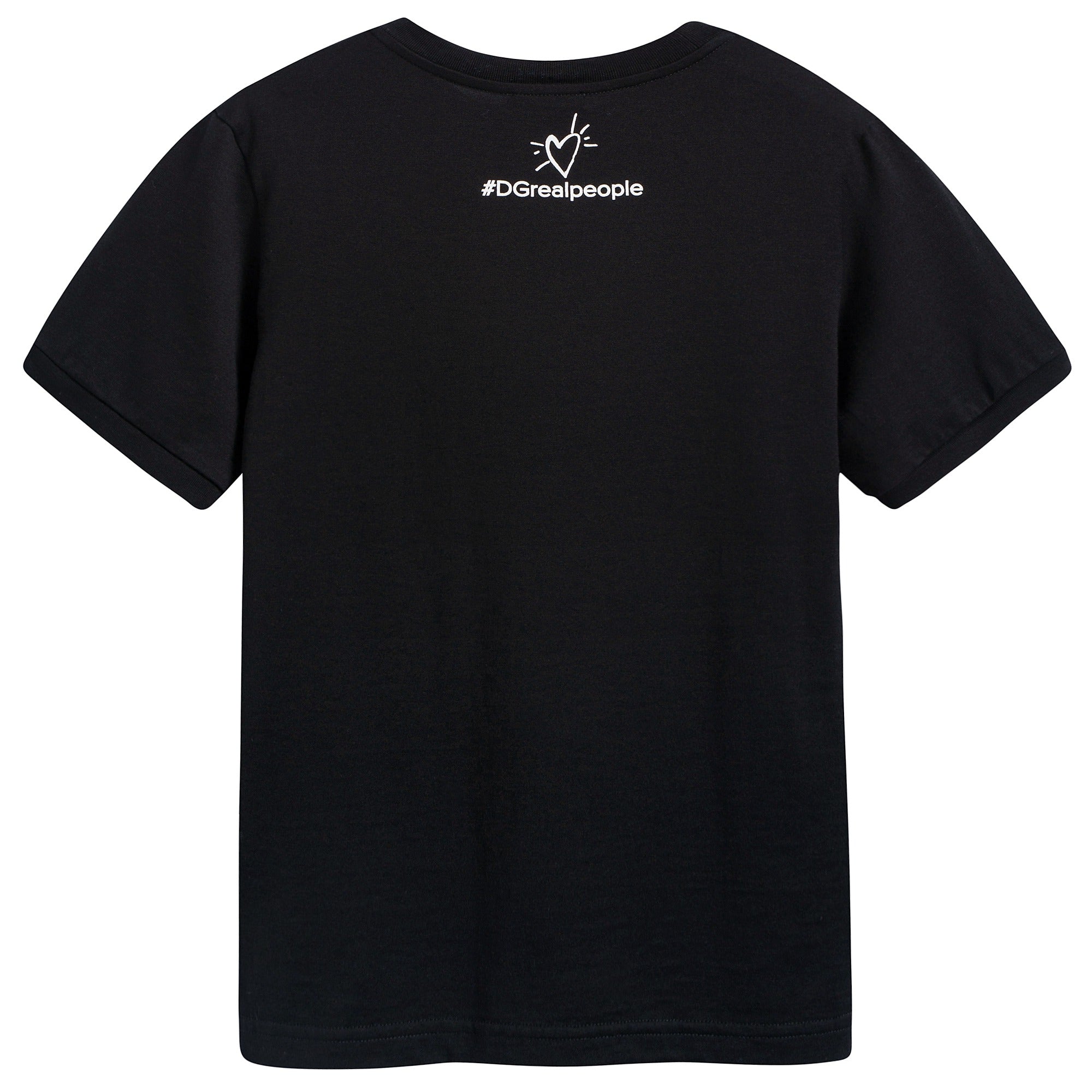 Girls Black Logo & Heart Top