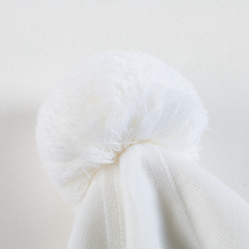 Girls Ivory 'Princess' Knitted Hat With Pom-Pom Trim
