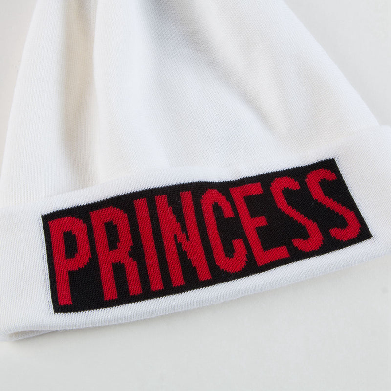 Girls Ivory 'Princess' Knitted Hat With Pom-Pom Trim