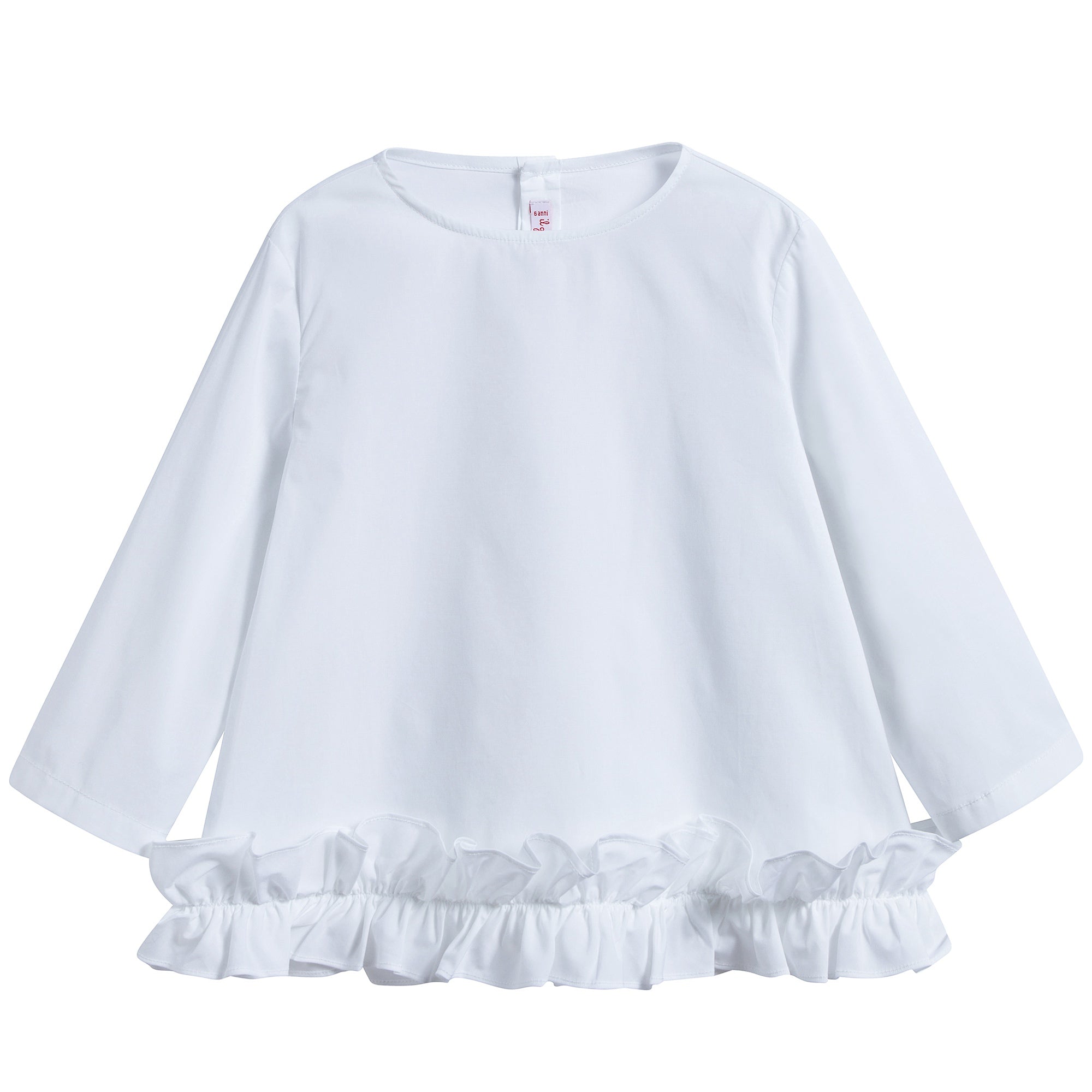 Girls White Lace Cotton T-shirt