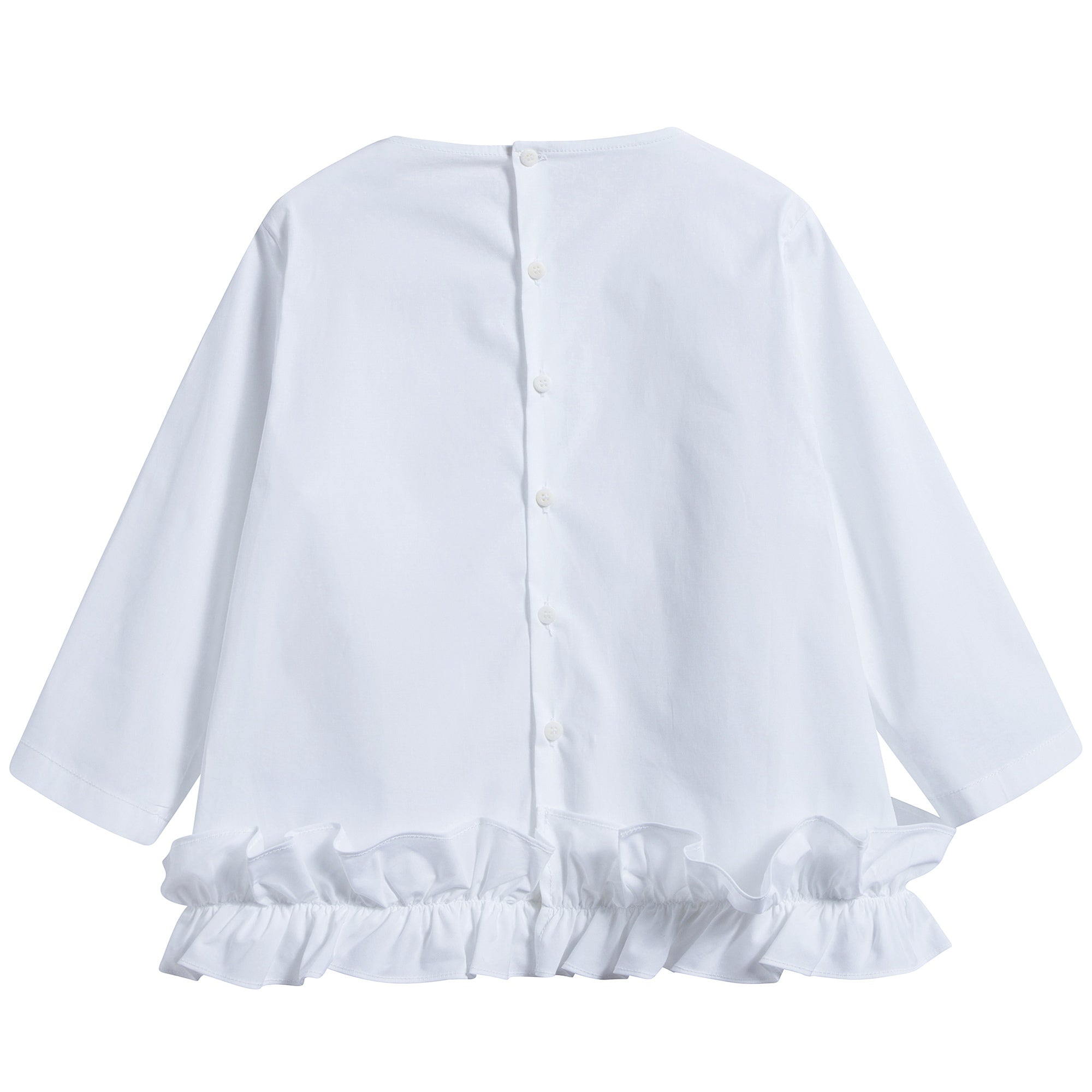 Girls White Lace Cotton T-shirt