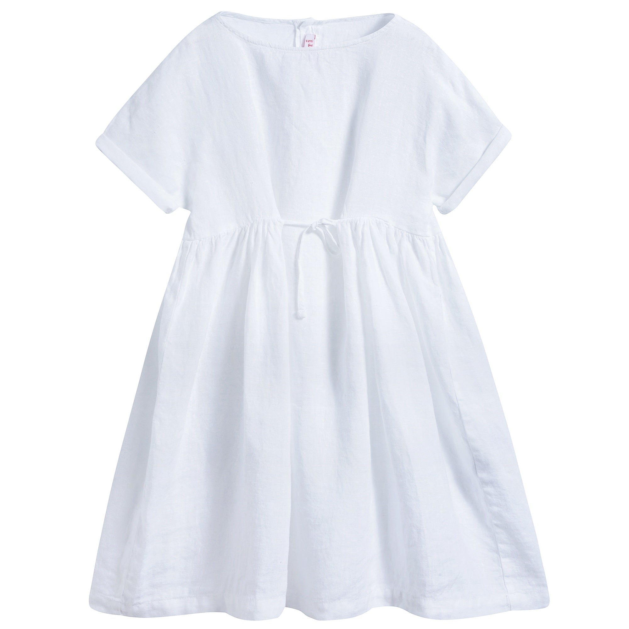 Girls White Linen Dress