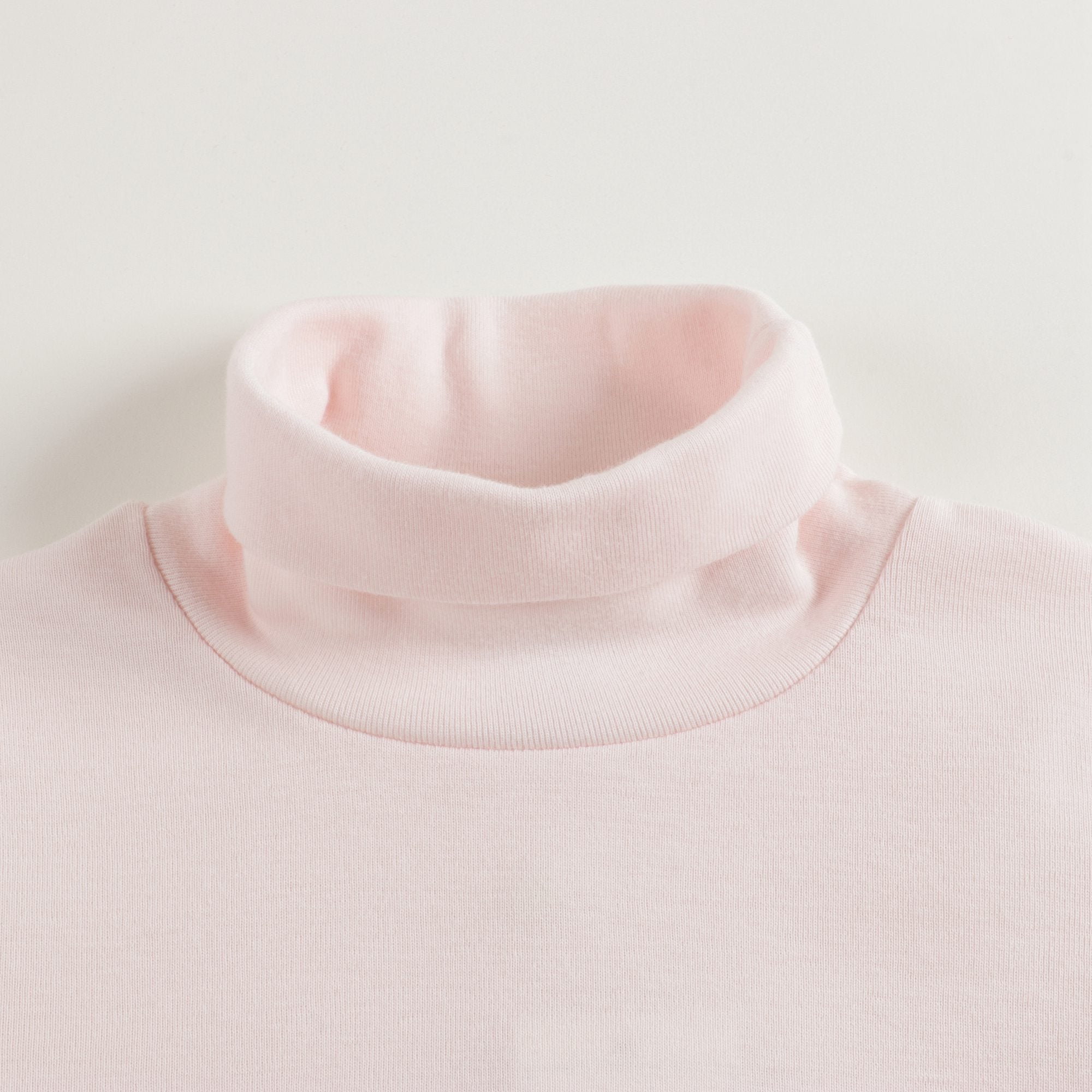 Girls Light Pink Cotton Turtleneck