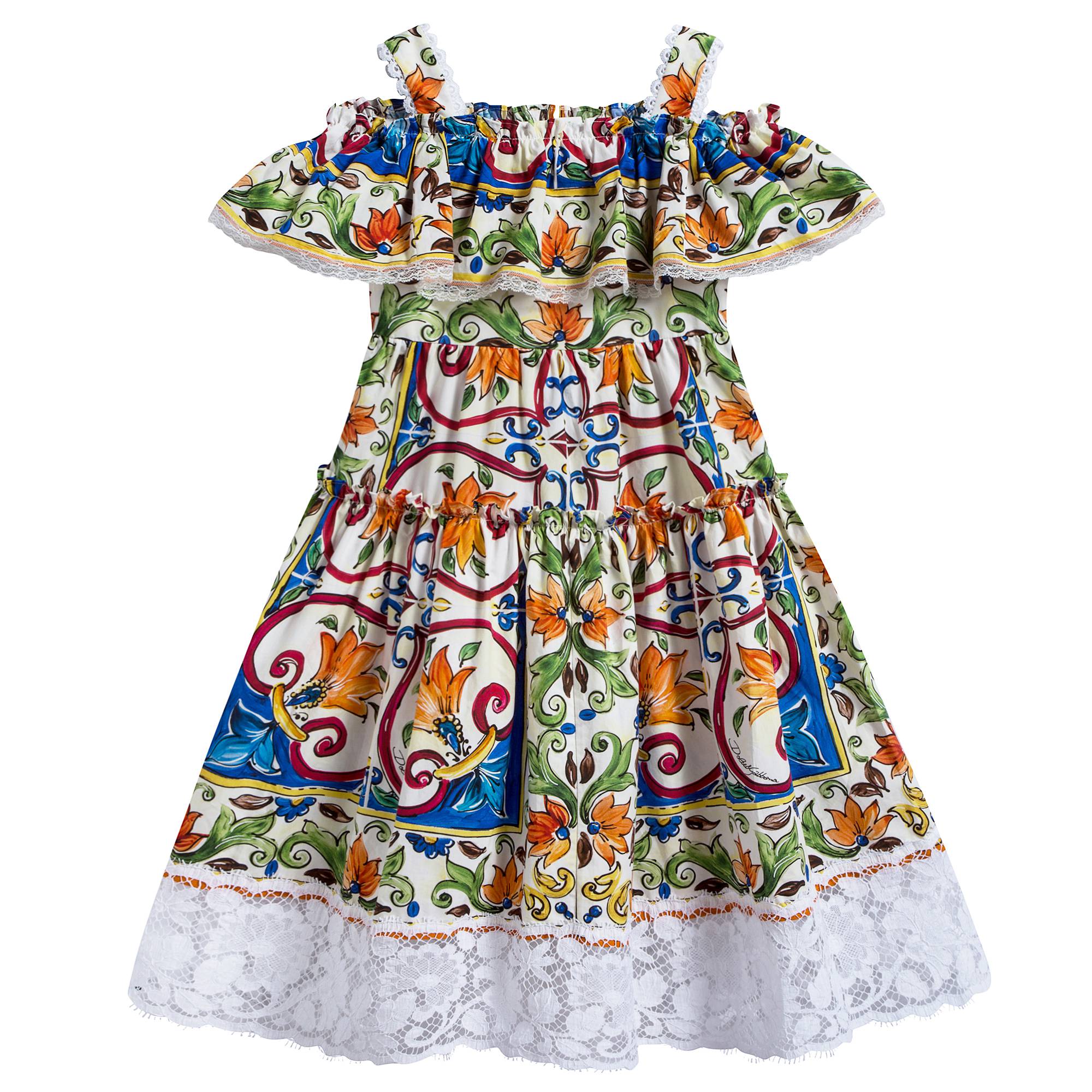 Girls Blue & Green 'Maiolica' Dress