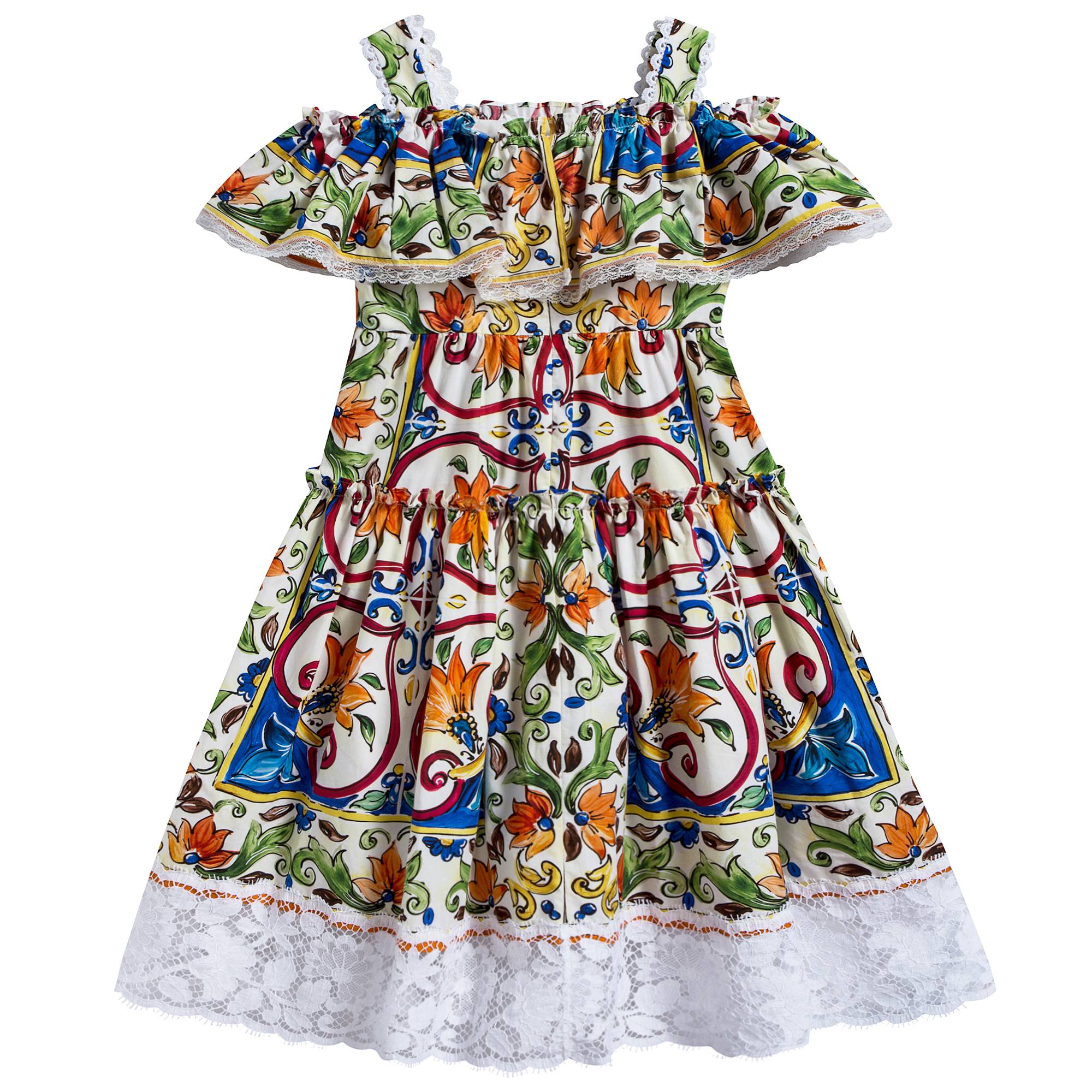 Girls Blue & Green 'Maiolica' Dress