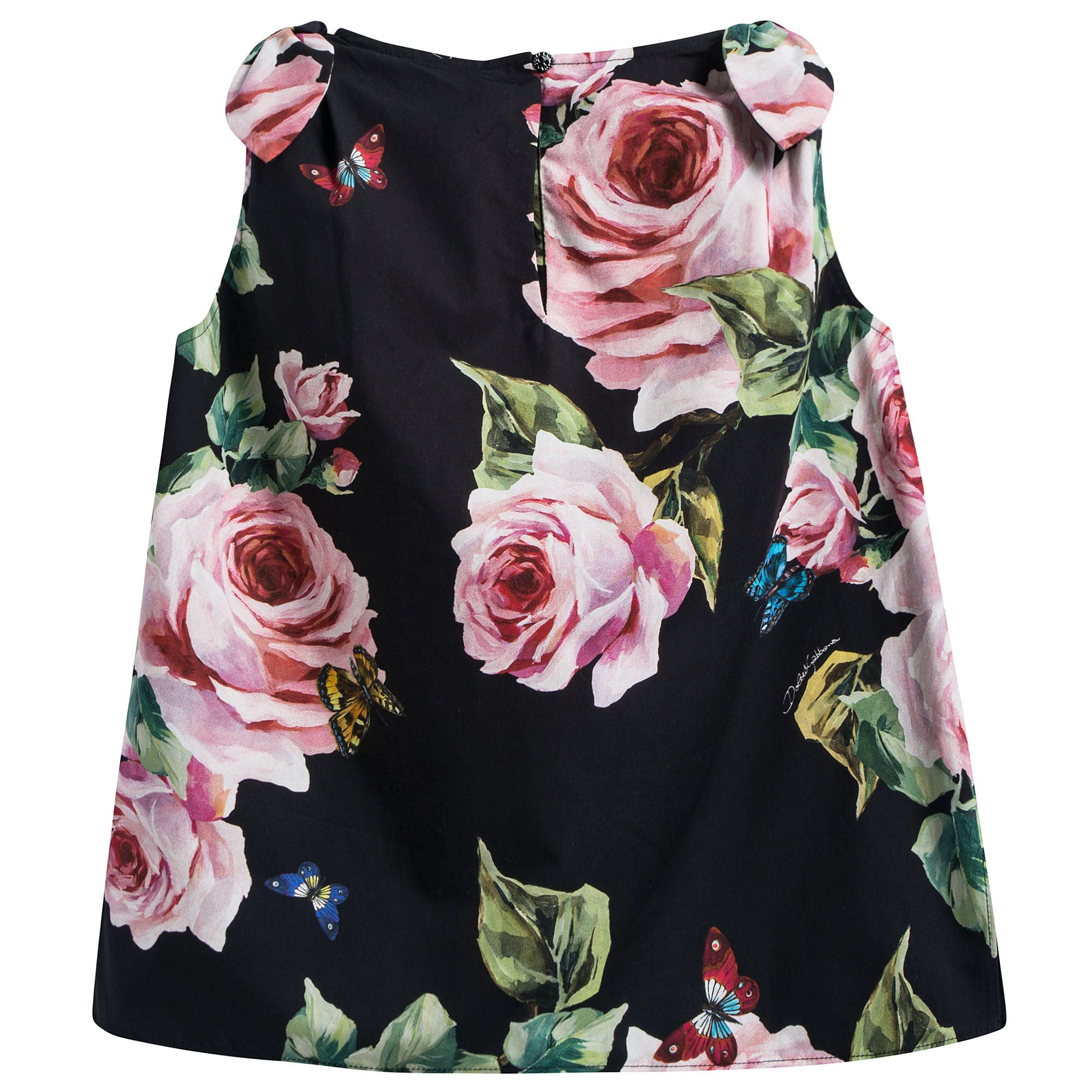 Girls Black Rose Cotton Top