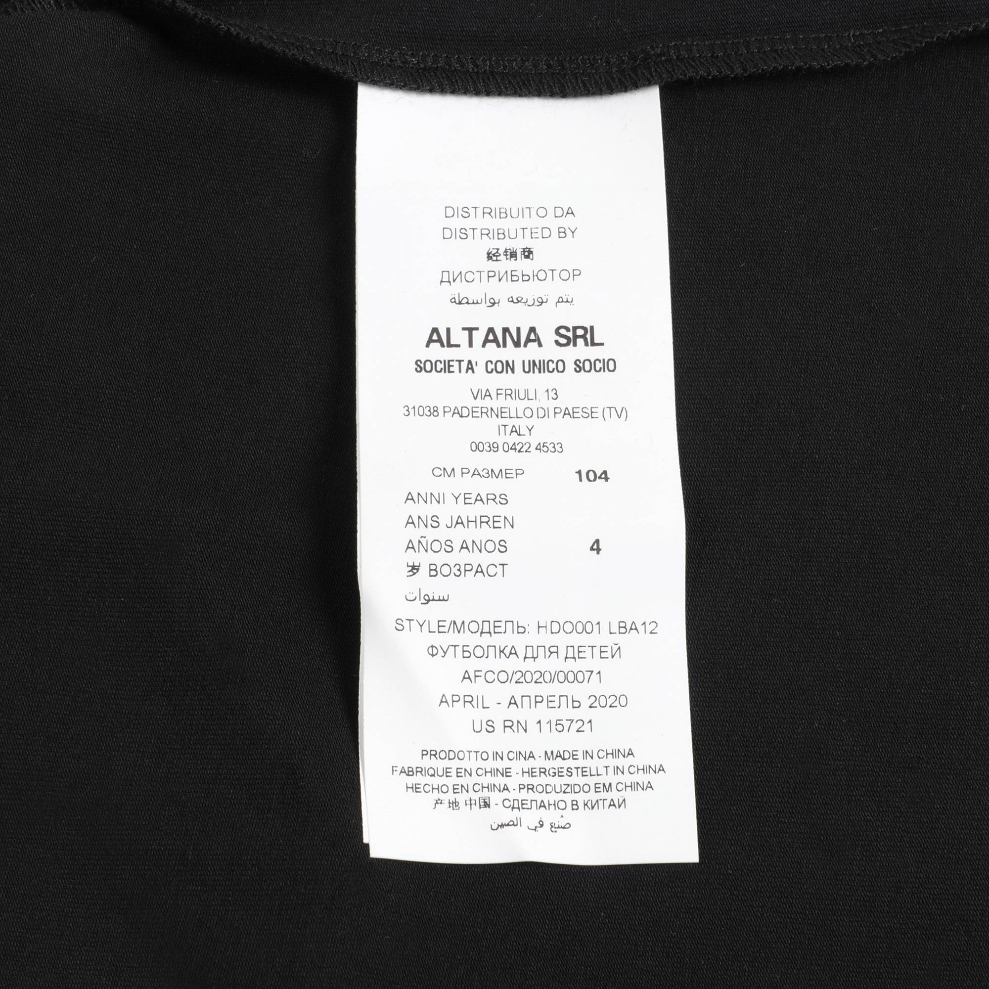 Girls Black T-Shirt