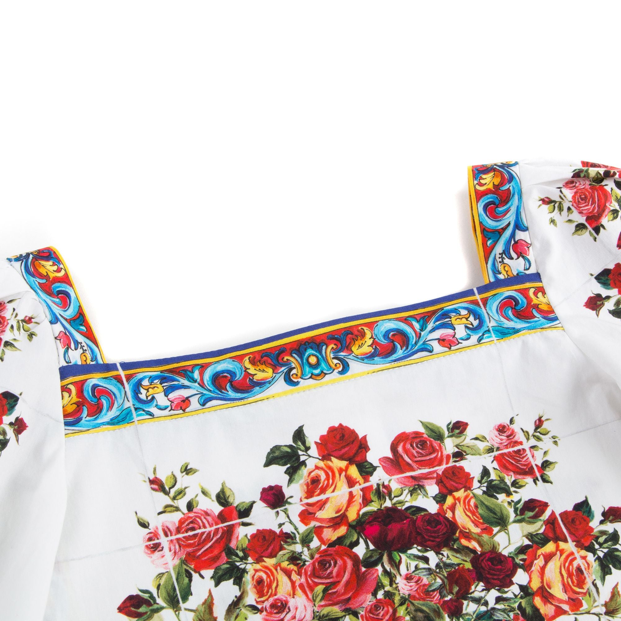 Girls White Rose Printed Top