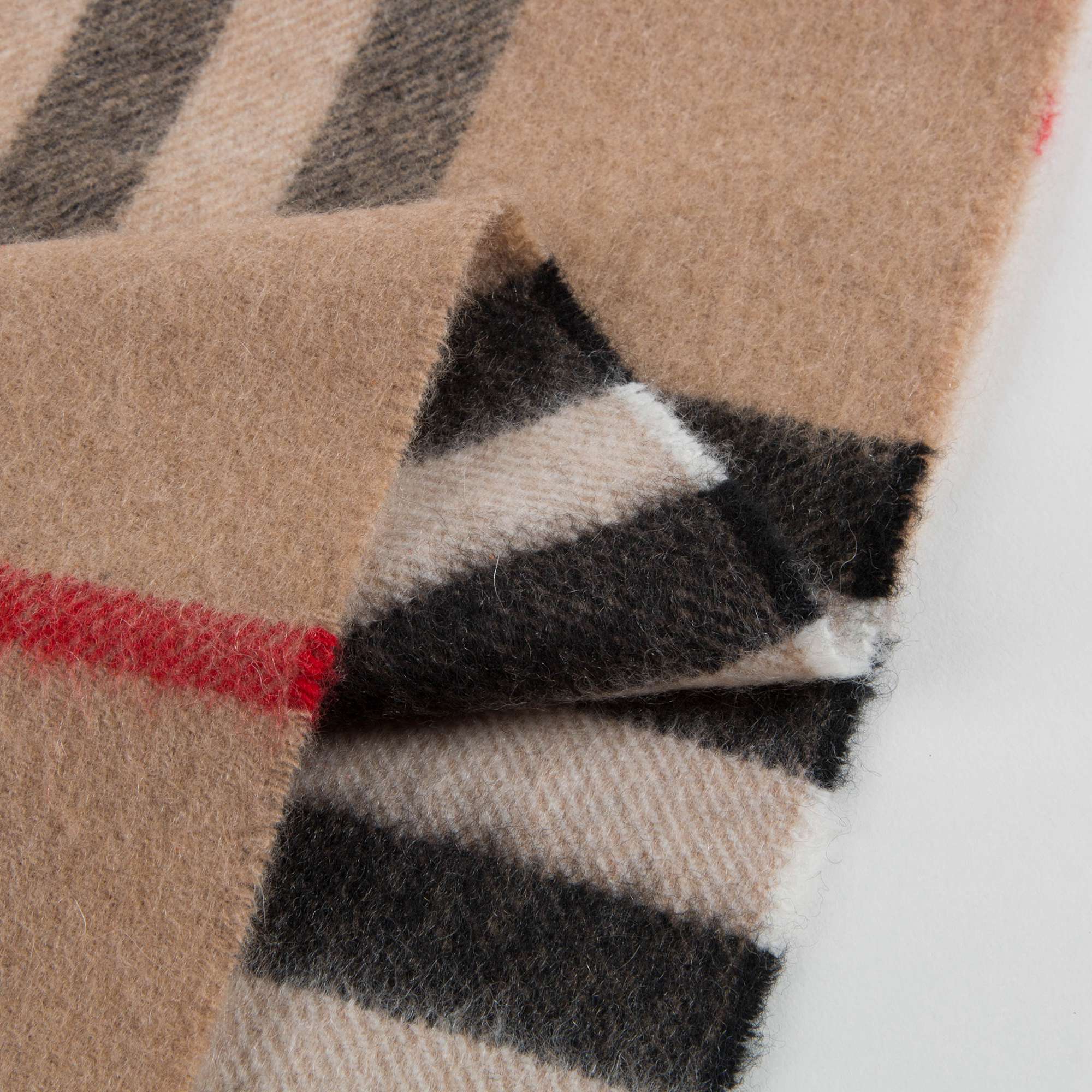 Girls Camel Check Cashmere Scarve