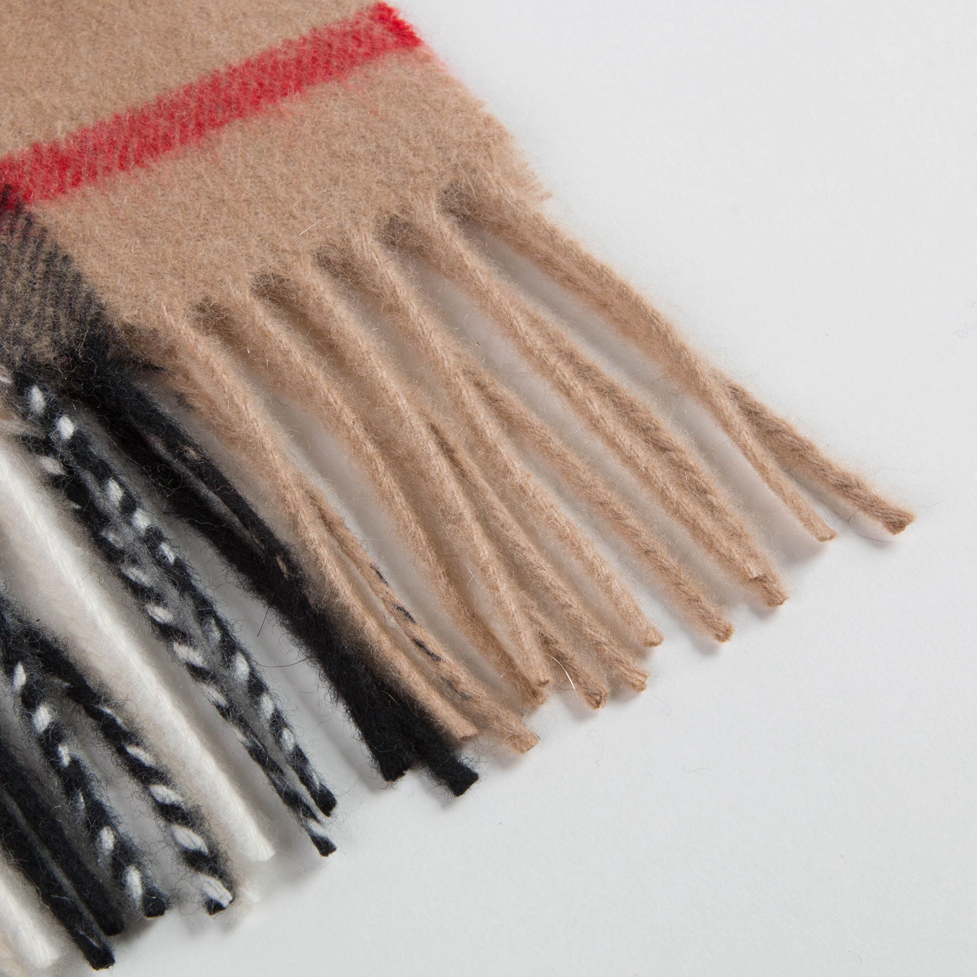 Girls Camel Check Cashmere Scarve