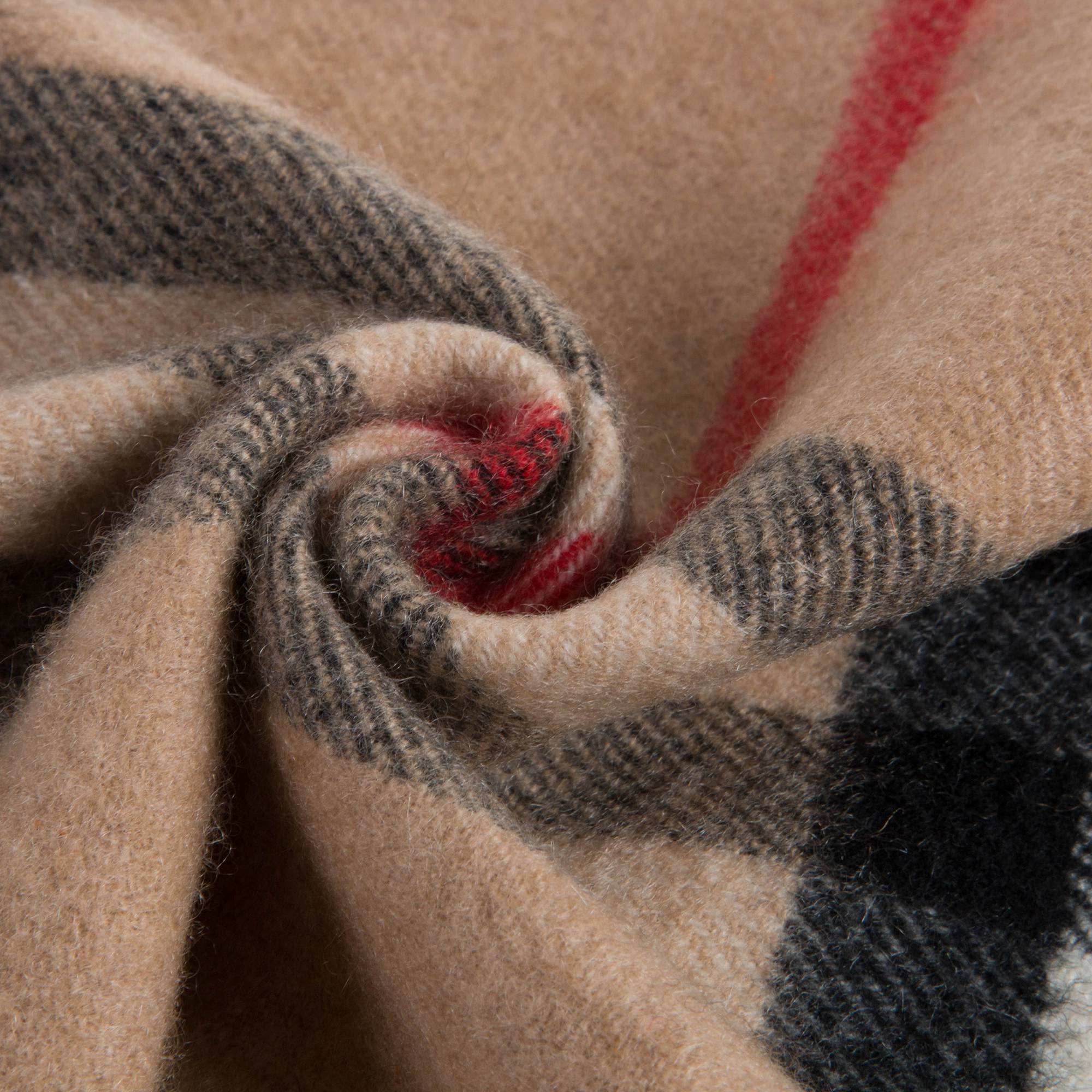 Girls Camel Check Cashmere Scarve