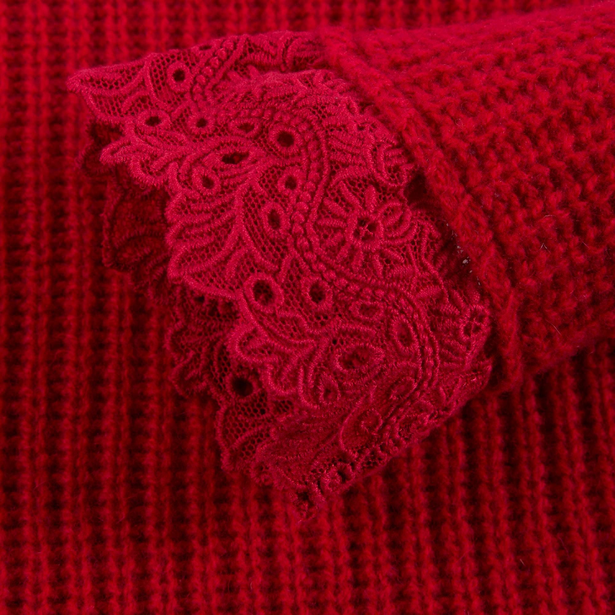 Girls Red Sweater With Lace