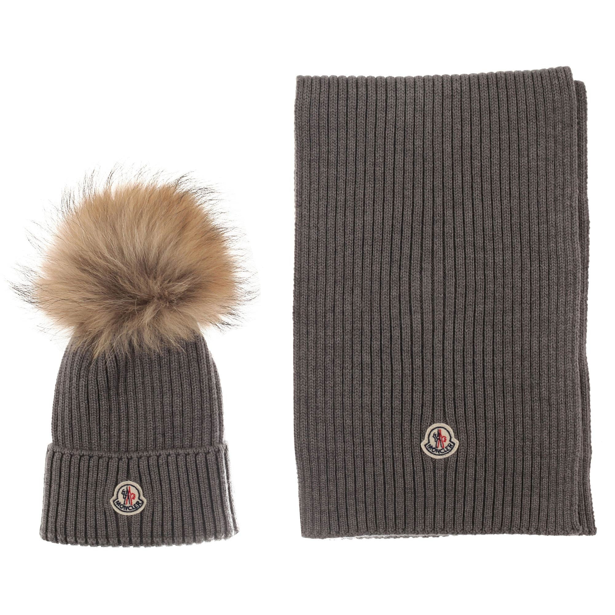 Boys & Girls Grey Plush Trims Knitted Hat & Scarf Sets - CÉMAROSE | Children's Fashion Store - 1