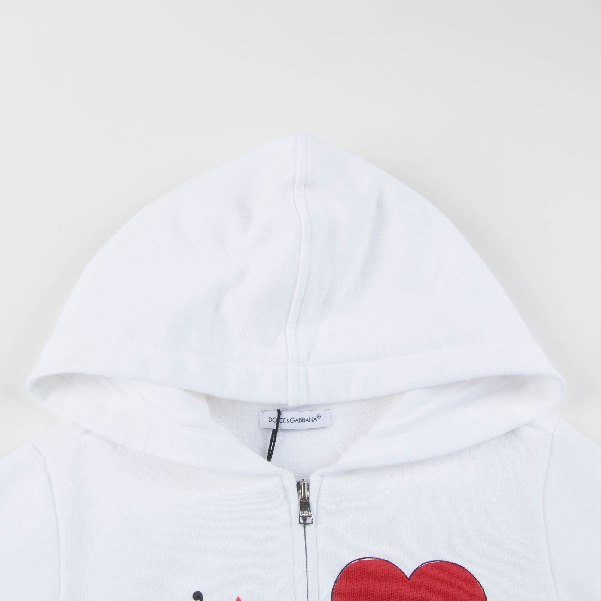 Girls White Love Cotton Zip-up Top