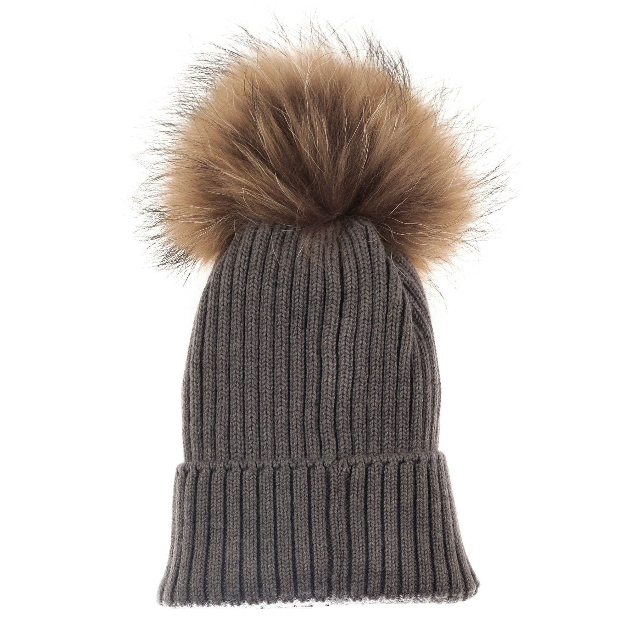 Boys & Girls Dark Grey Plush Trims Knitted Hat - CÉMAROSE | Children's Fashion Store - 2
