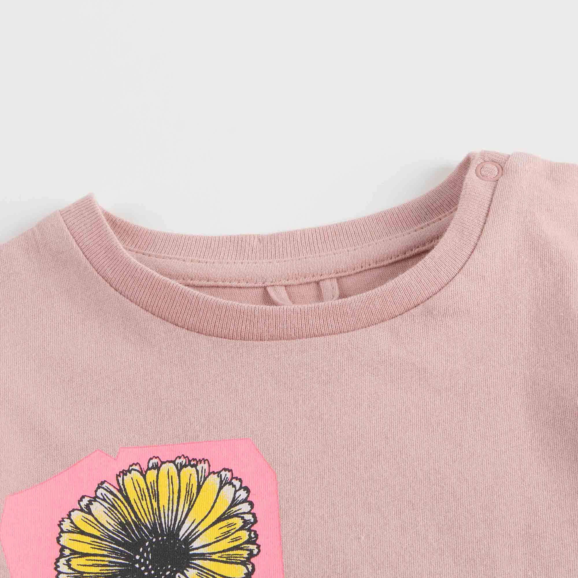 Baby Girls Pink Flowers Printed T-shirt