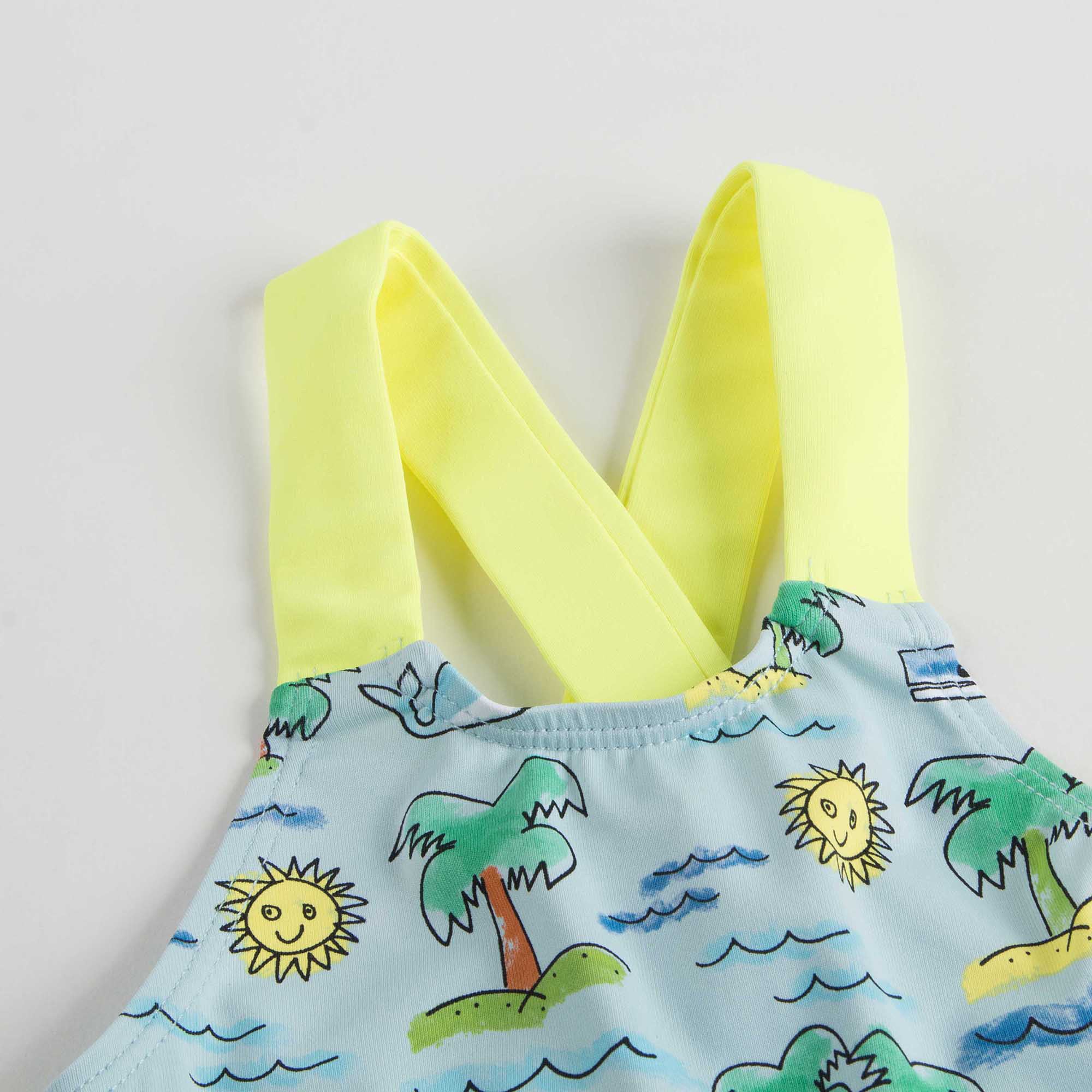 Girls Fluro Beach Print Finn Swimsuit