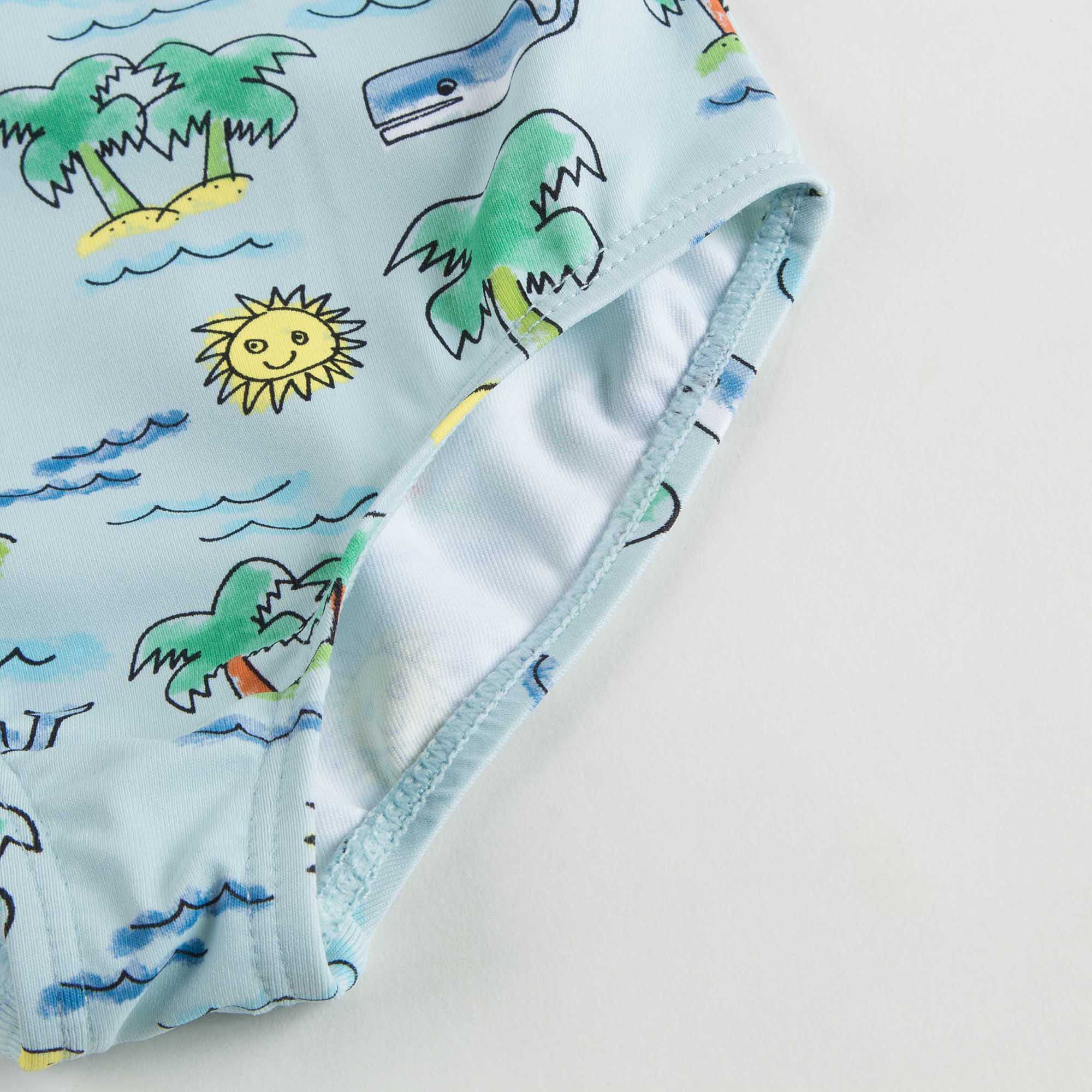 Girls Fluro Beach Print Finn Swimsuit