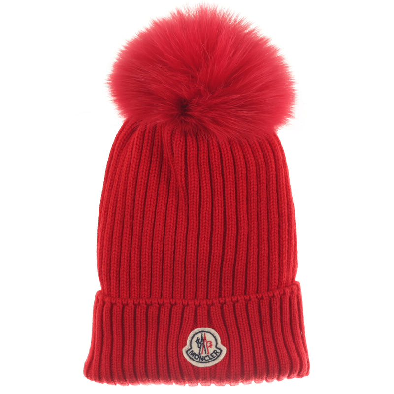 Boys & Girls Red Knitted Hat With Fur Pom-Pom Trims - CÉMAROSE | Children's Fashion Store - 1