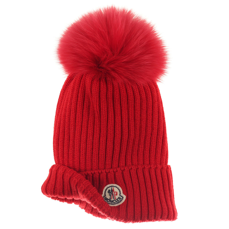 Boys & Girls Red Knitted Hat With Fur Pom-Pom Trims - CÉMAROSE | Children's Fashion Store - 3