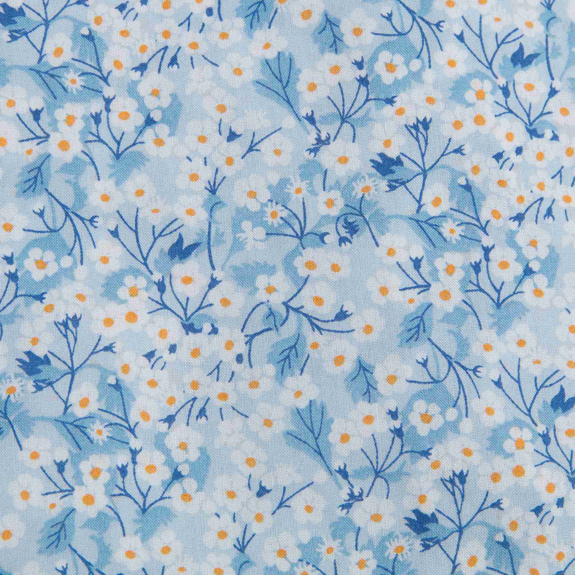 Girls Blue Small Floral Cotton Shirt