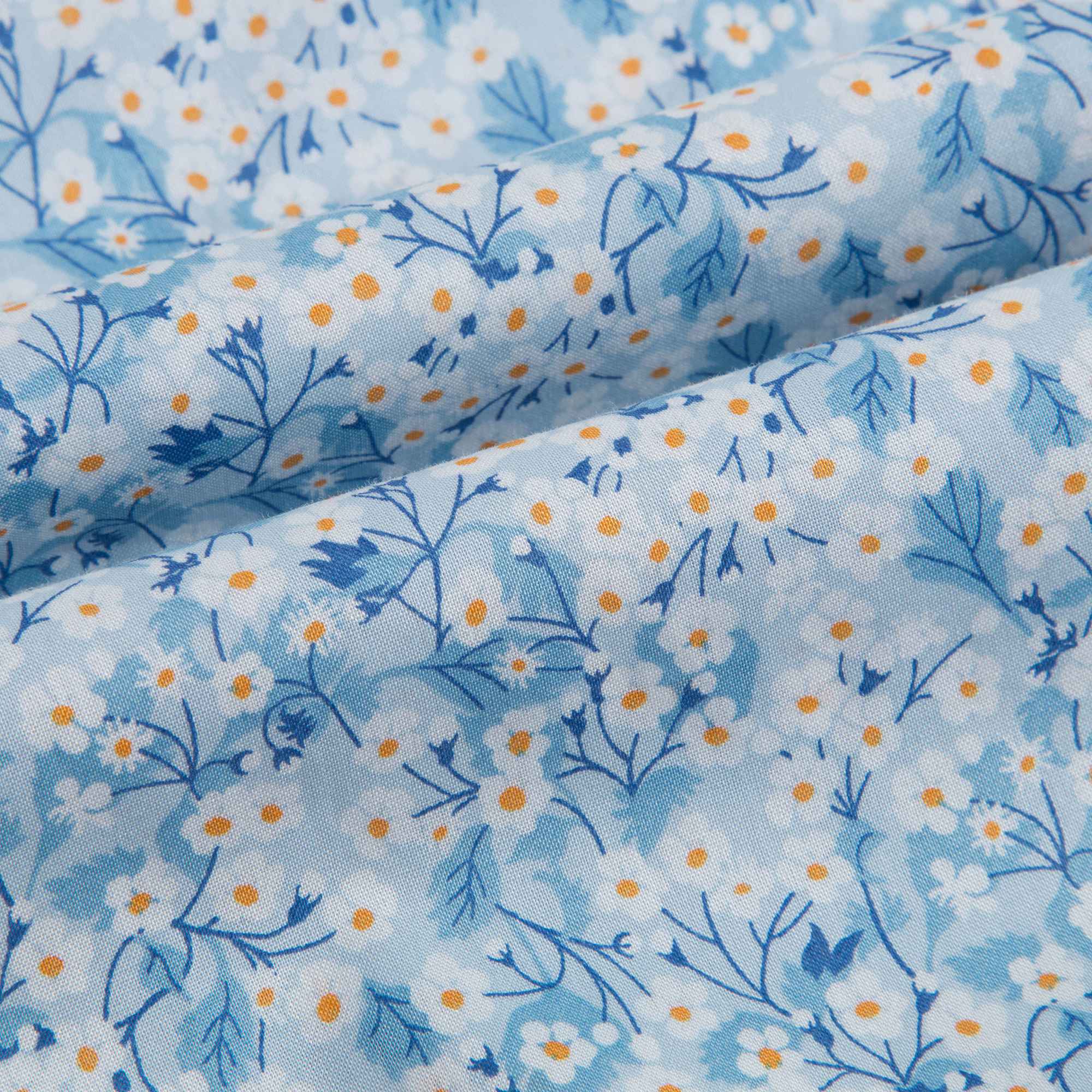 Girls Blue Small Floral Cotton Shirt