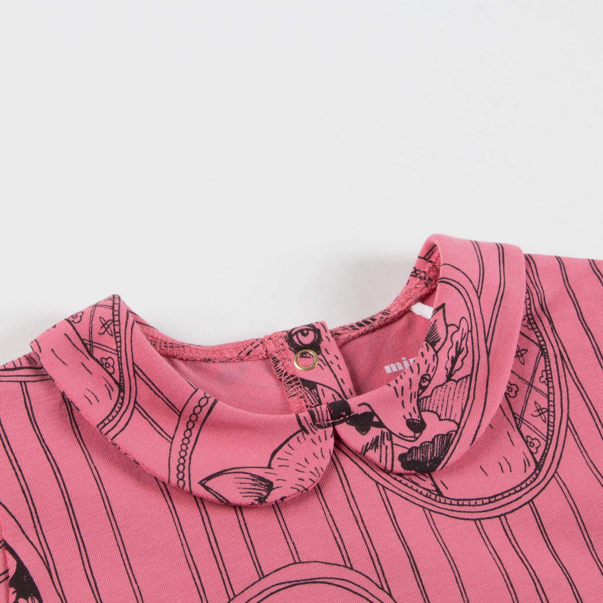 Girls Pink Fox Family Collar T-shirt