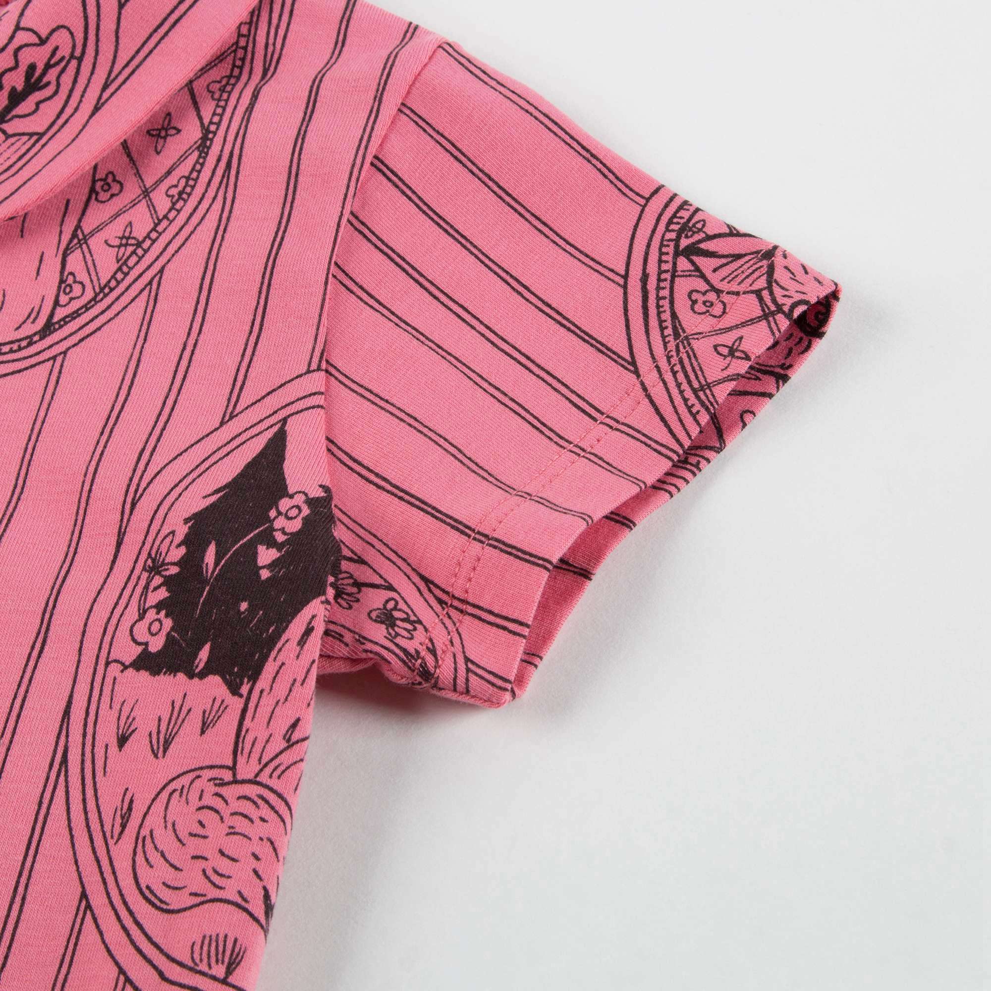 Girls Pink Fox Family Collar T-shirt