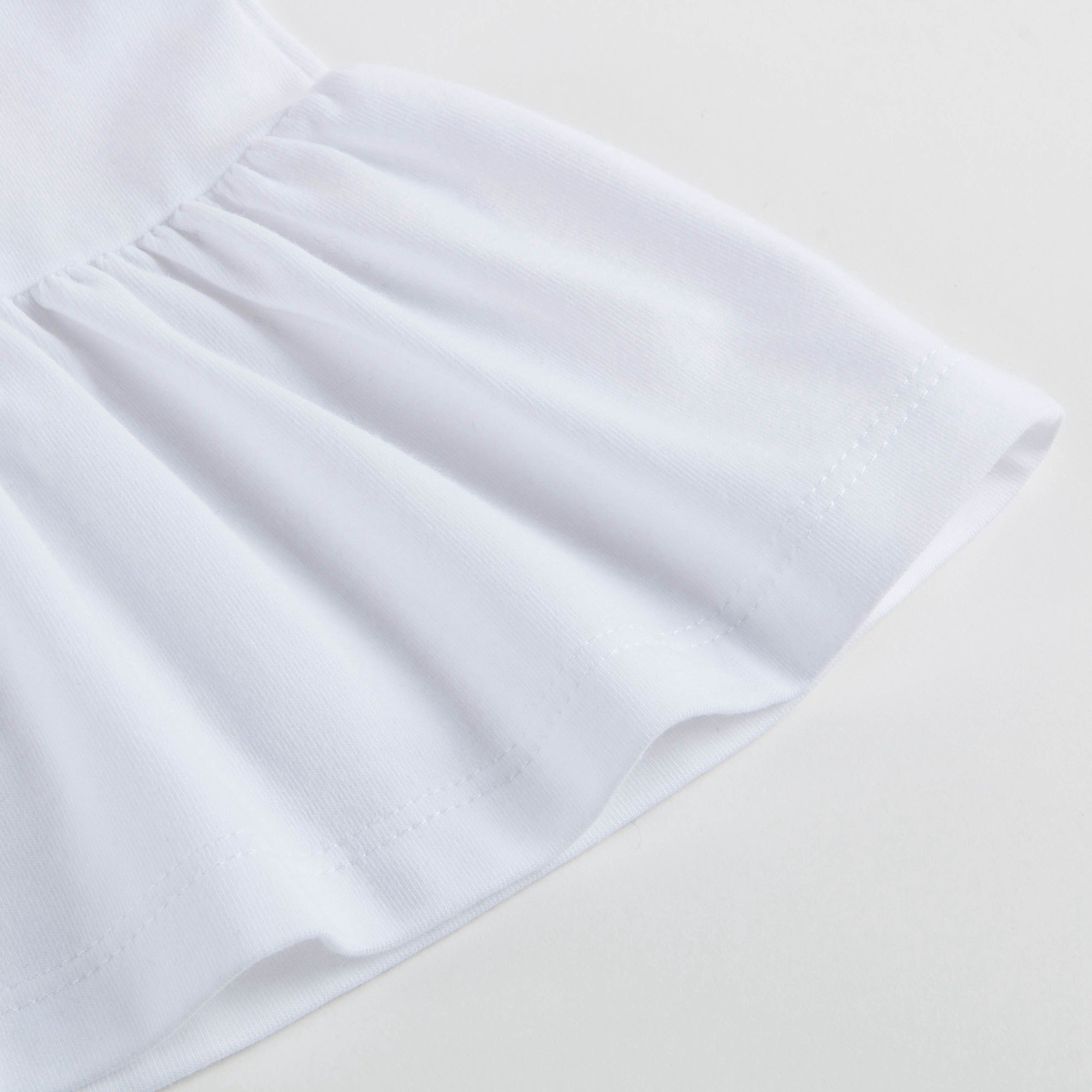 Girls White Cotton T-shirt