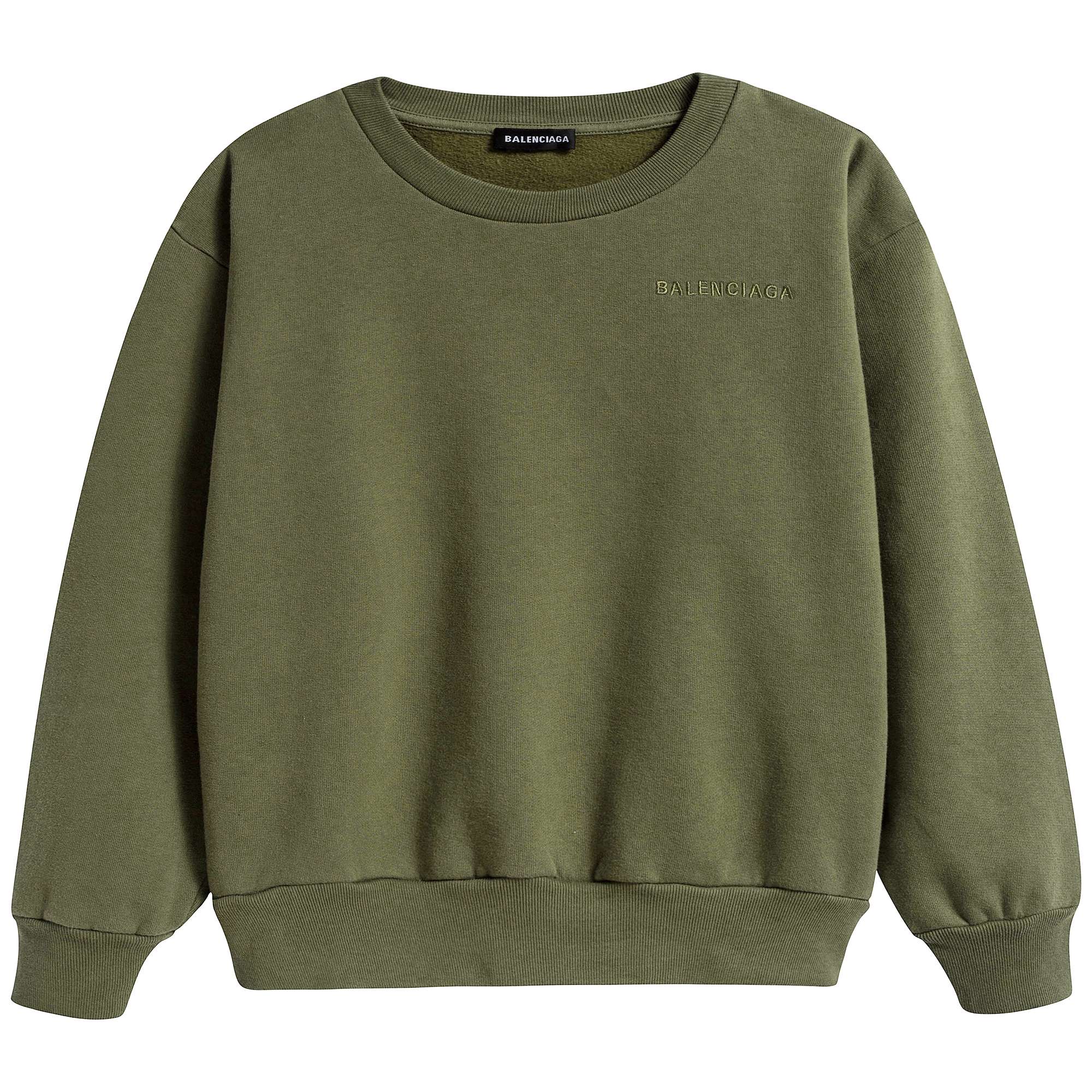 Boys & Girls Army Green Cotton Sweatshirt