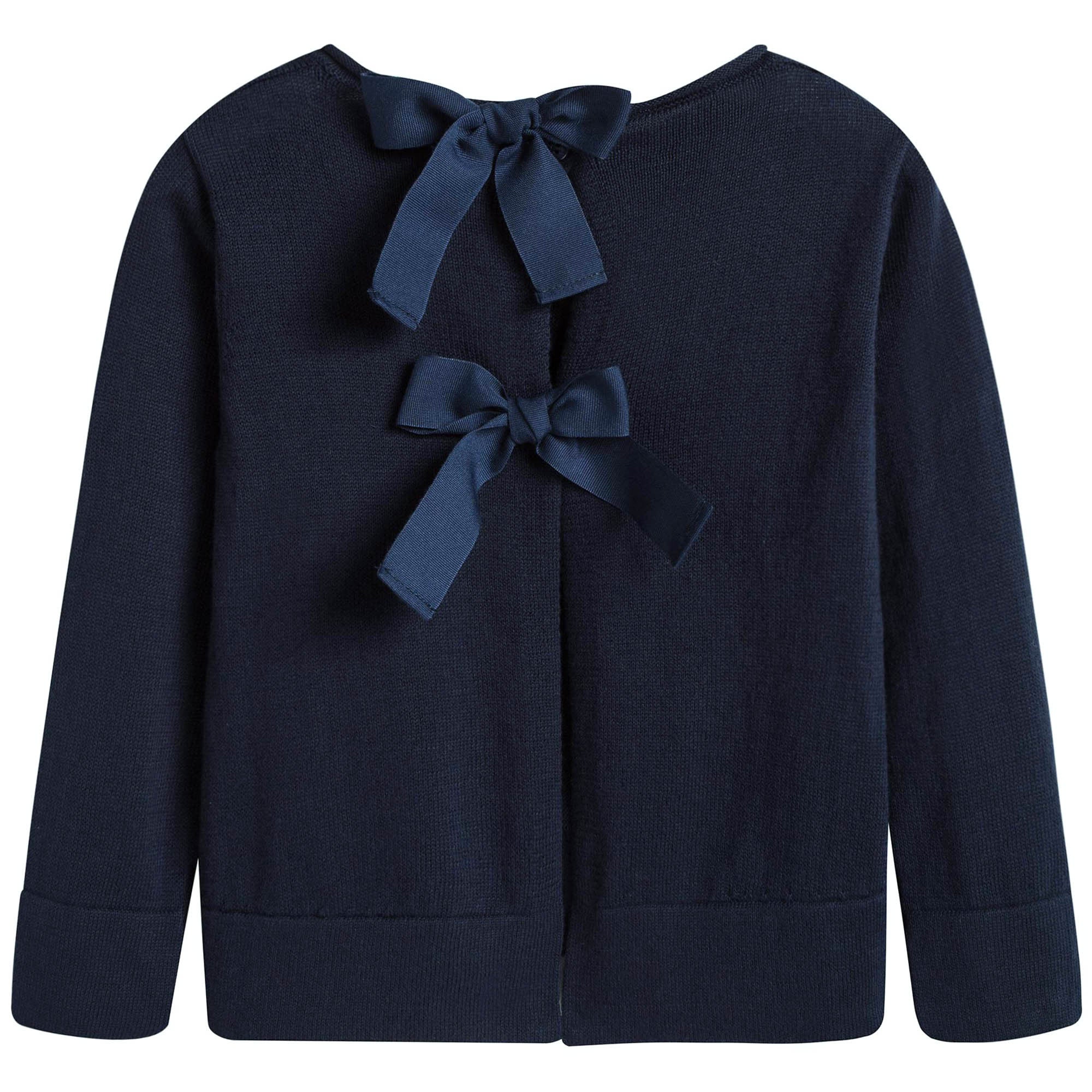 Girls Dark Blue Cotton Sweater