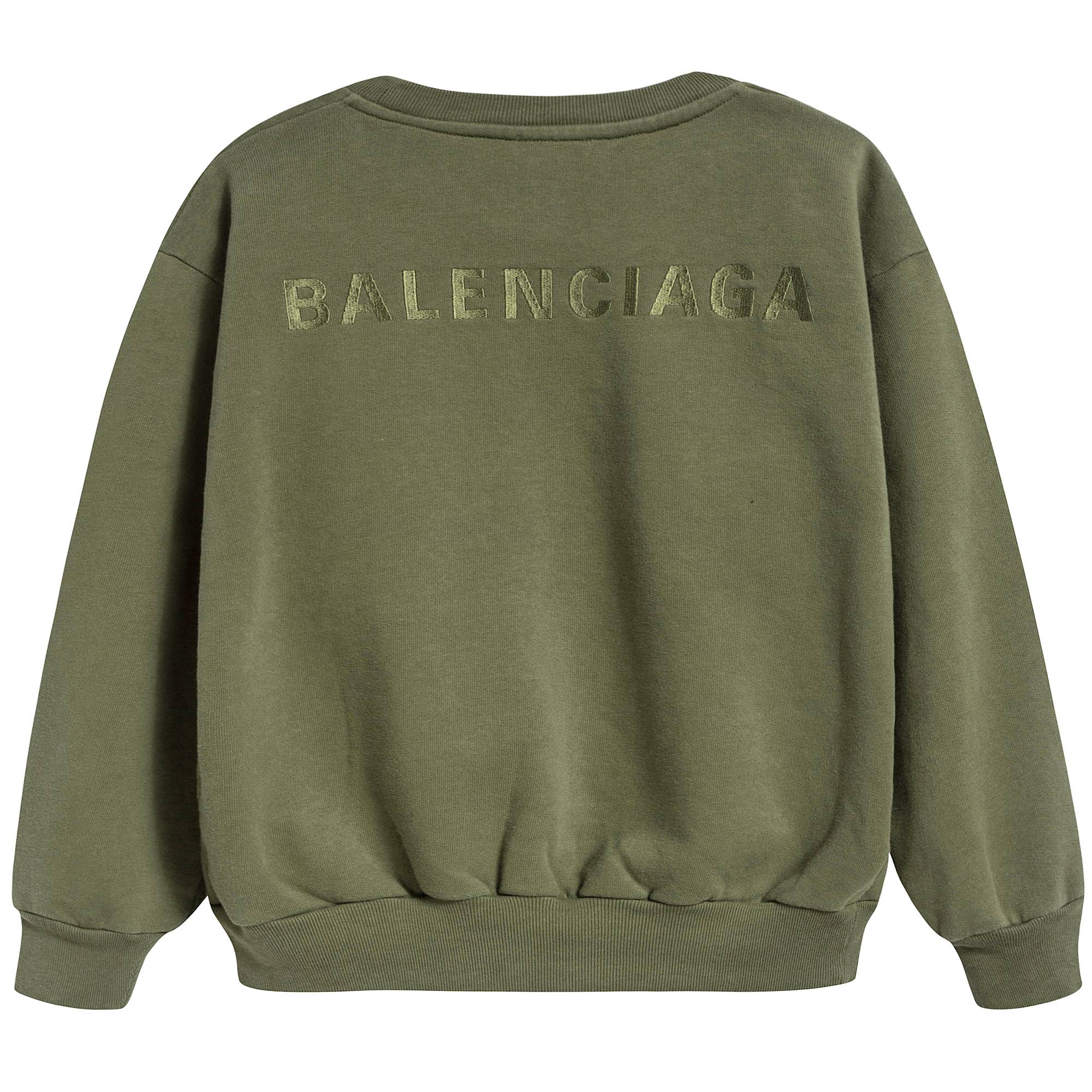 Boys & Girls Army Green Cotton Sweatshirt