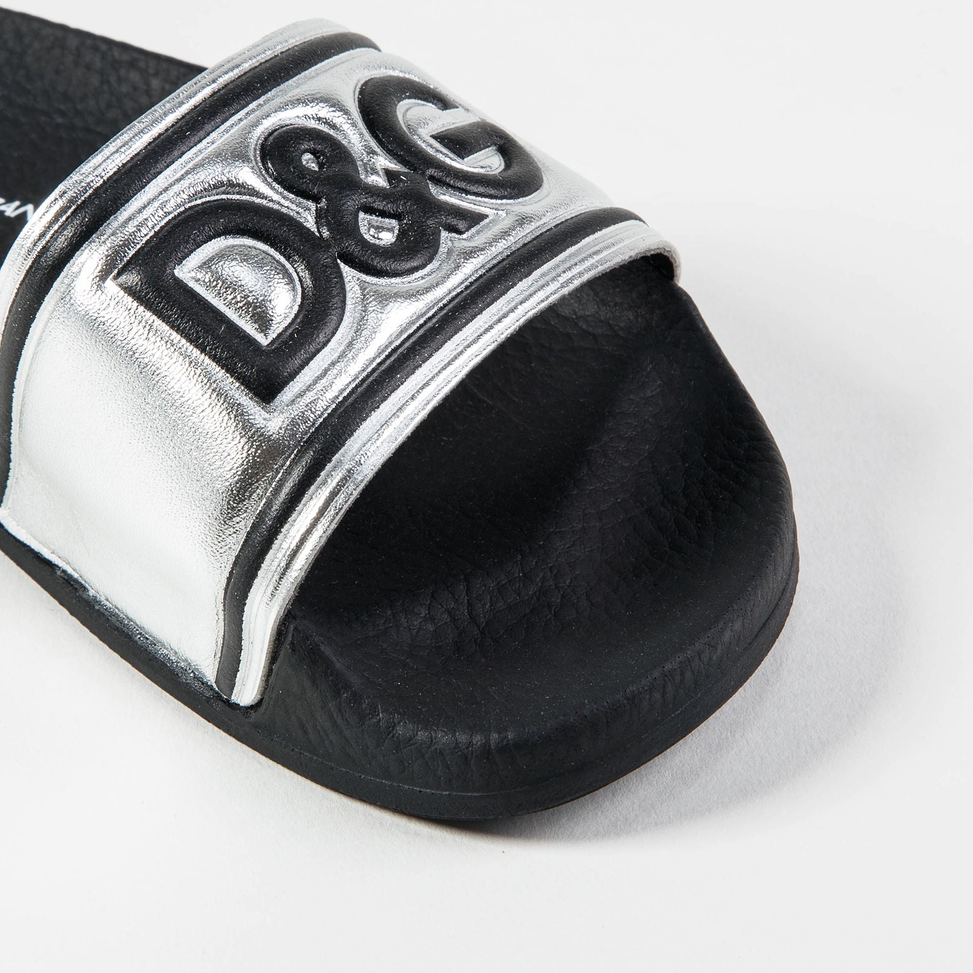 Girls & Boys Black  Silver  Logo Slippers
