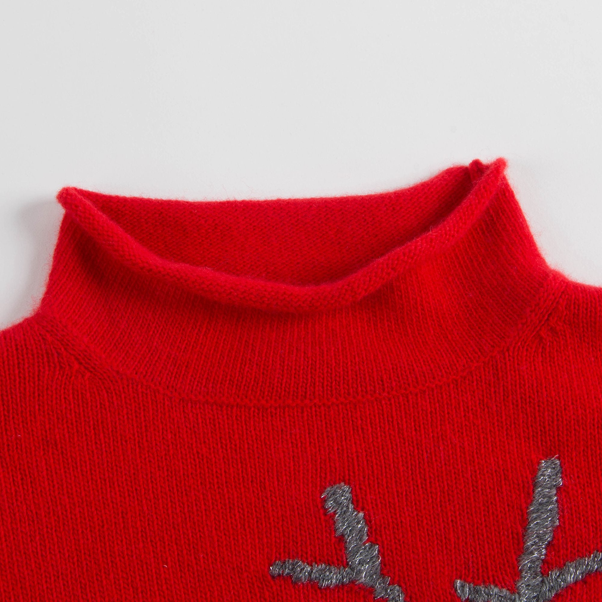 Girls Poppy Red & Milk Wool Sweater