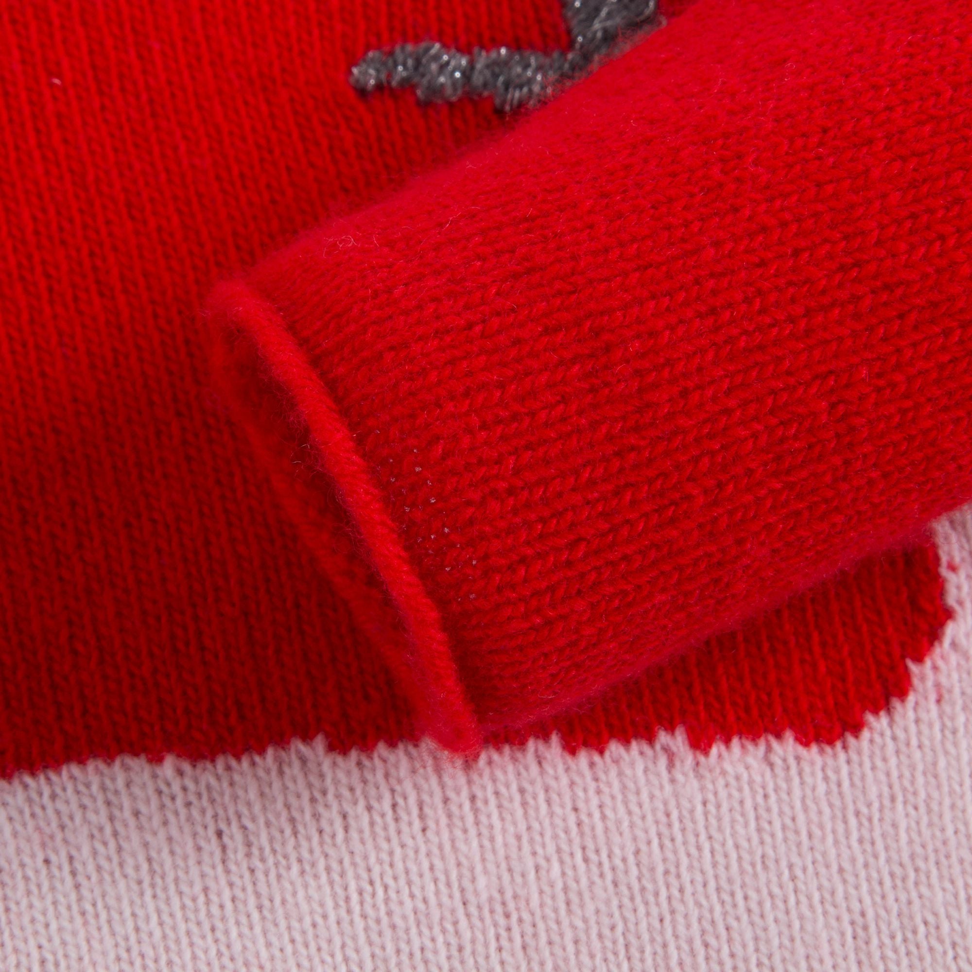 Girls Poppy Red & Milk Wool Sweater