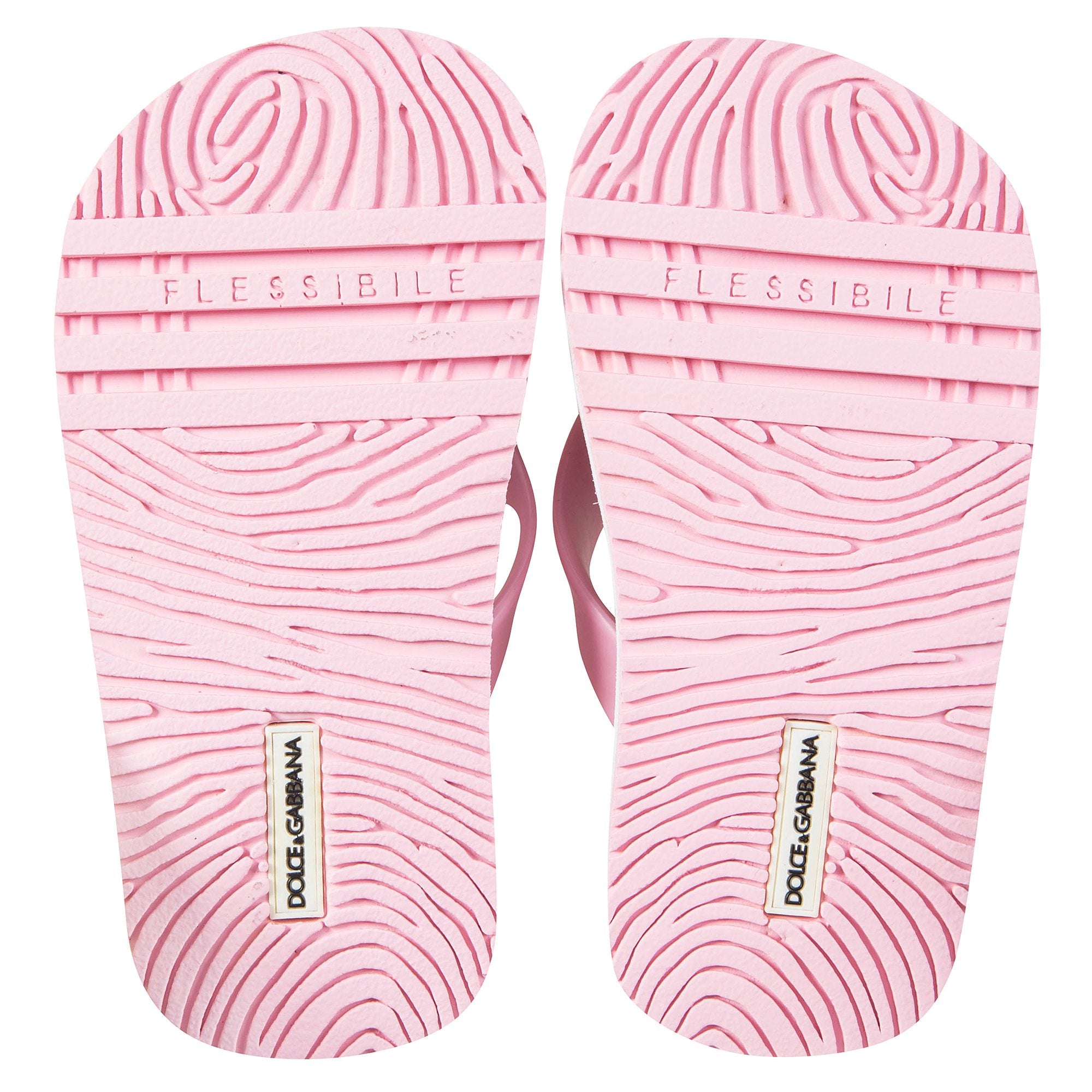 Girls Pink Striped Rose Slippers