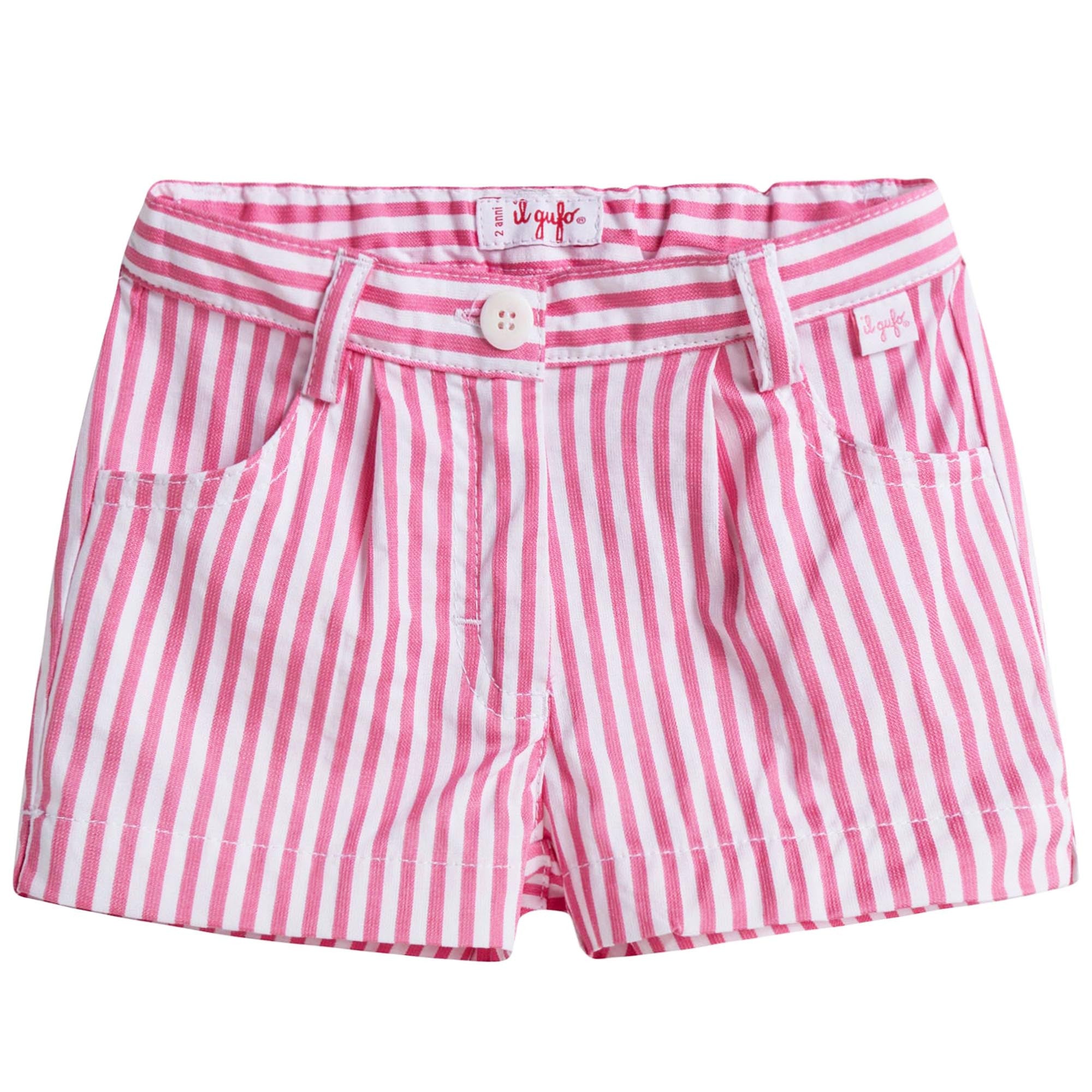 Girls Pink & White Striped Shorts