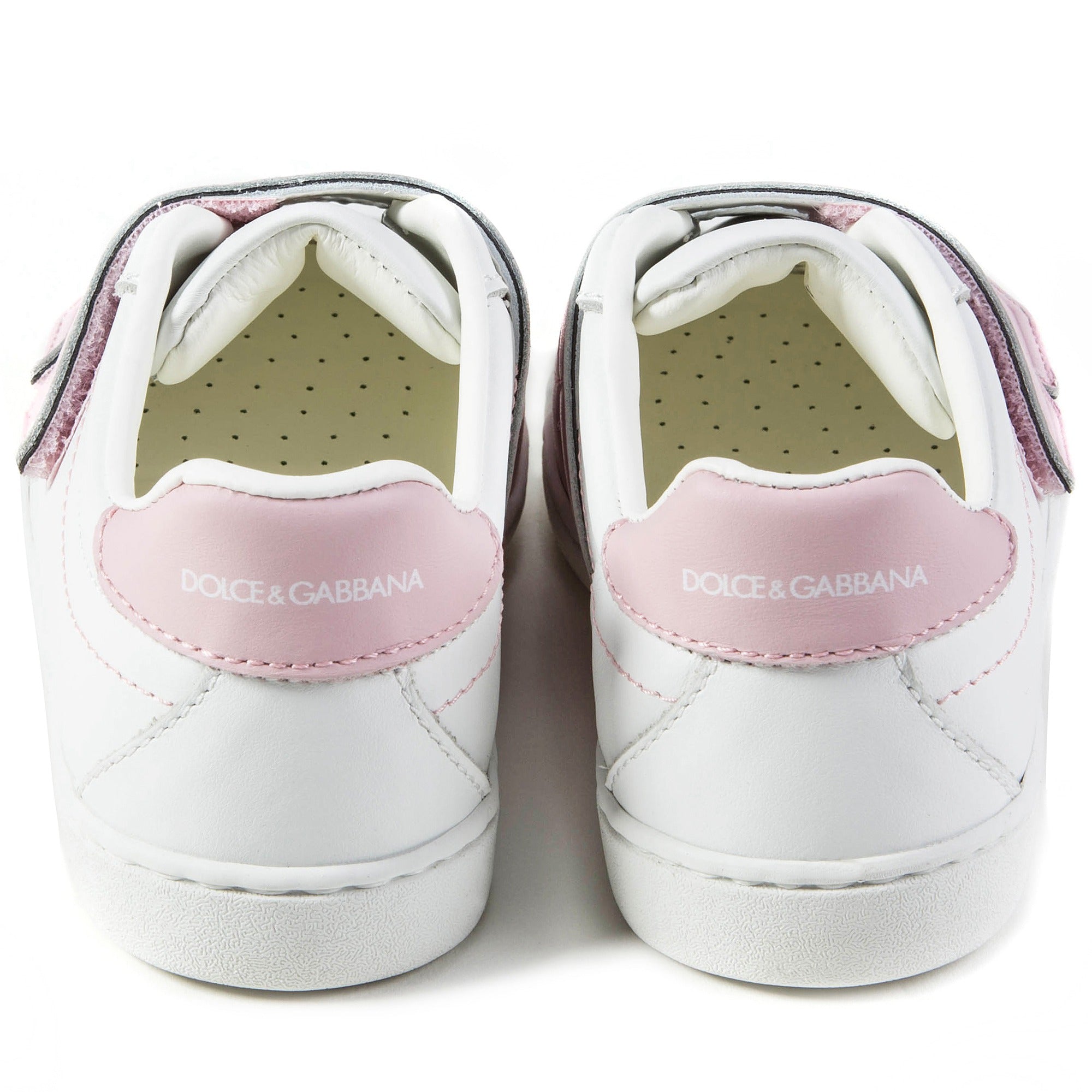 Girls White Pink Logo Shoes