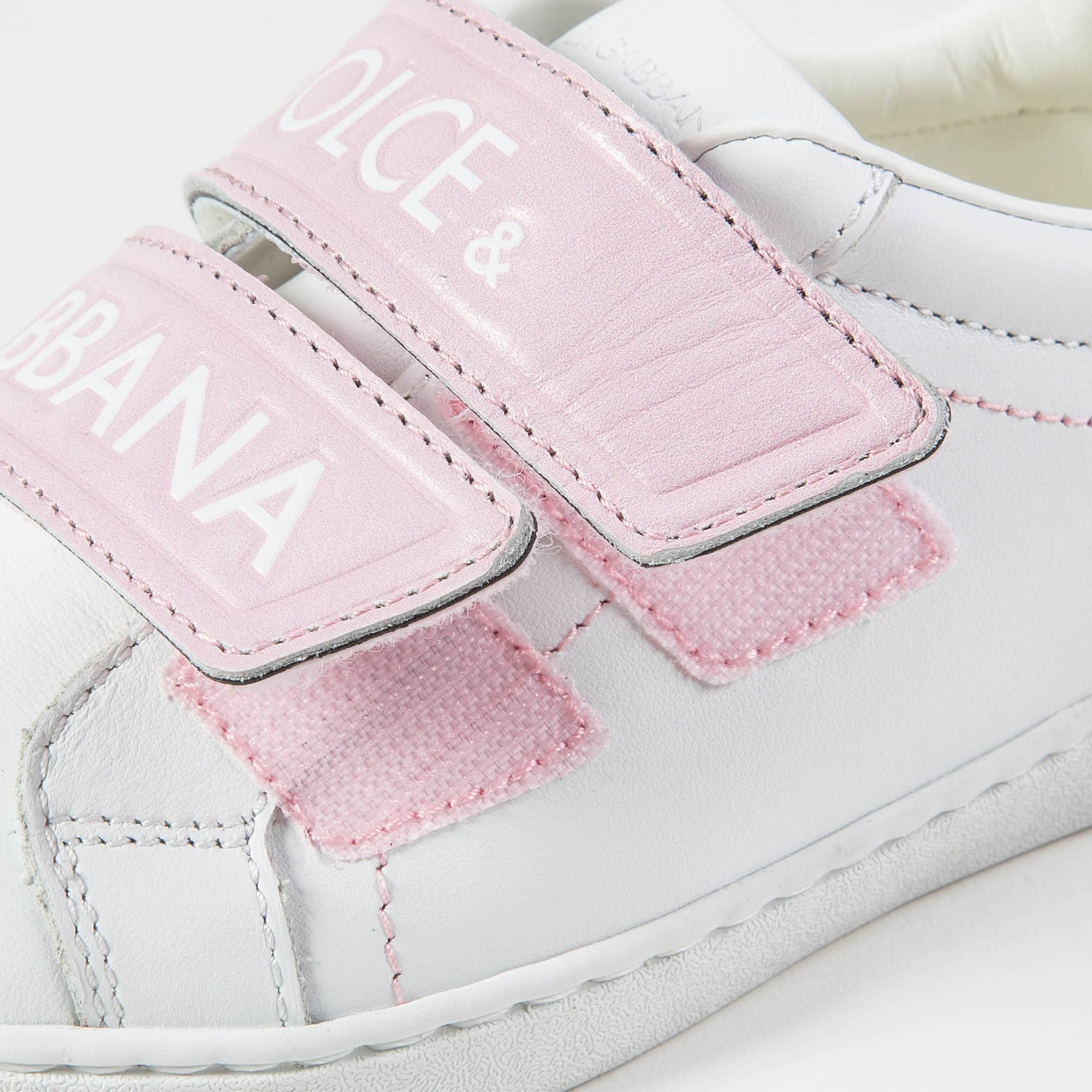 Girls White Pink Logo Shoes